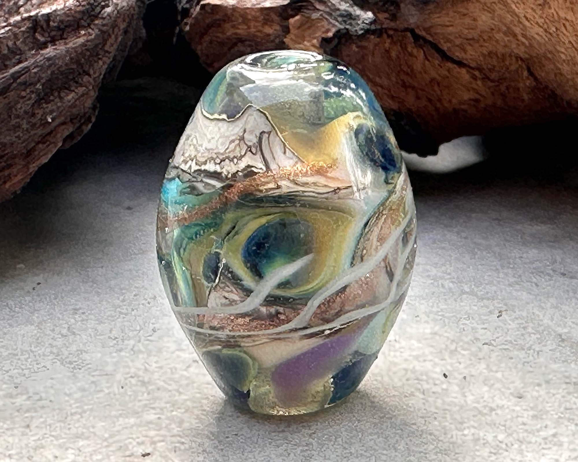 Handmade Pacific Blue Swirl Lampwork Glass Focal Bead - SRA Certified for Jewelry Making, DIY Crafts, Necklace & Bracelet Designs