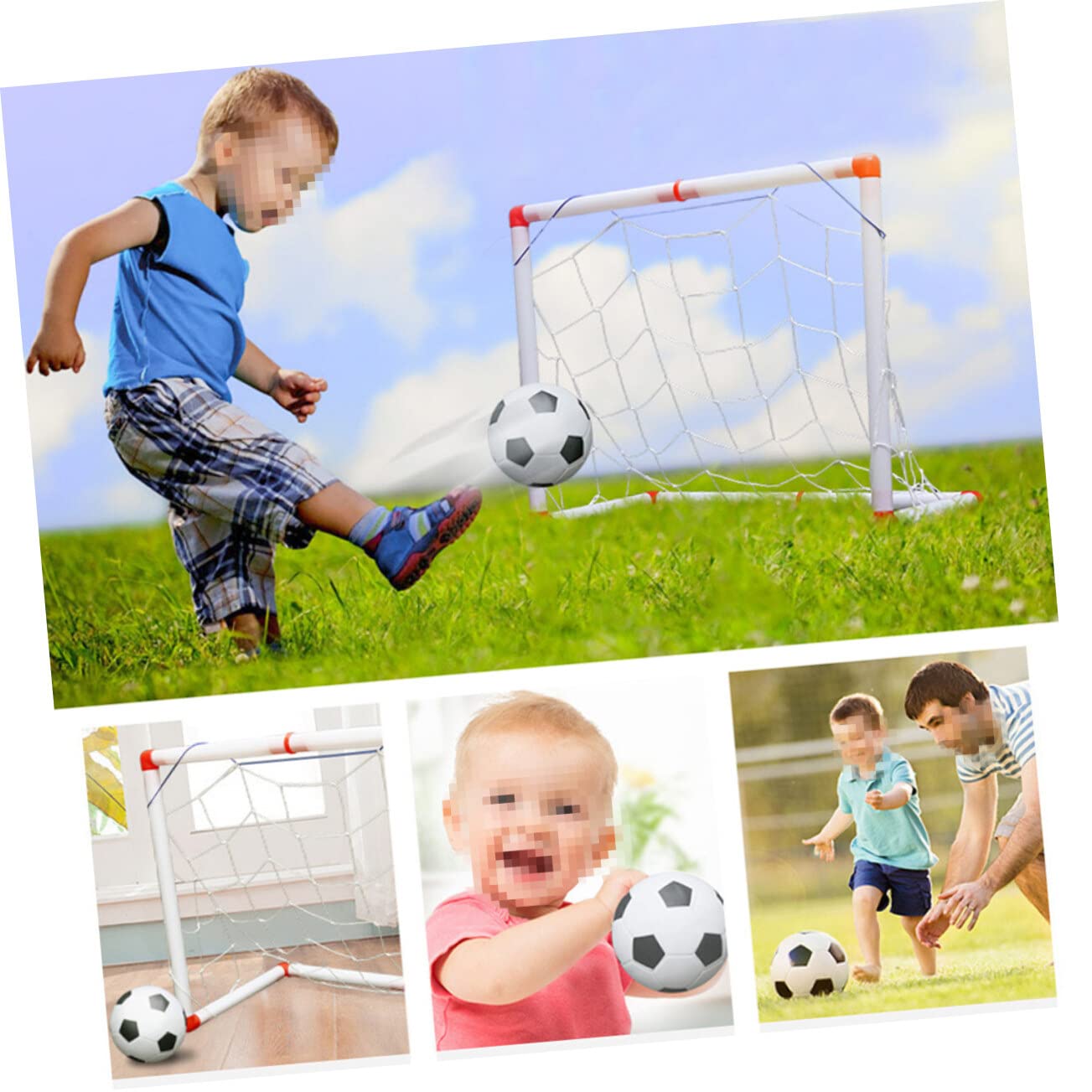 Alasum Mini Soccer Ball - Indoor & Outdoor Football Toy for Kids, Small White Soccer Goal Set with Mini Ball - Perfect for Playtime, Training, and Desktop Fun