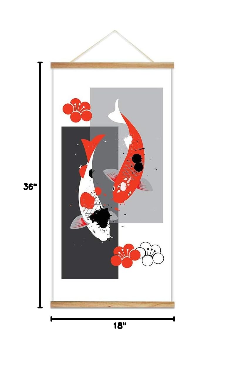 Wall26 Abstract Pet Fish Theme Wood Framed Hanging Poster Print - 18