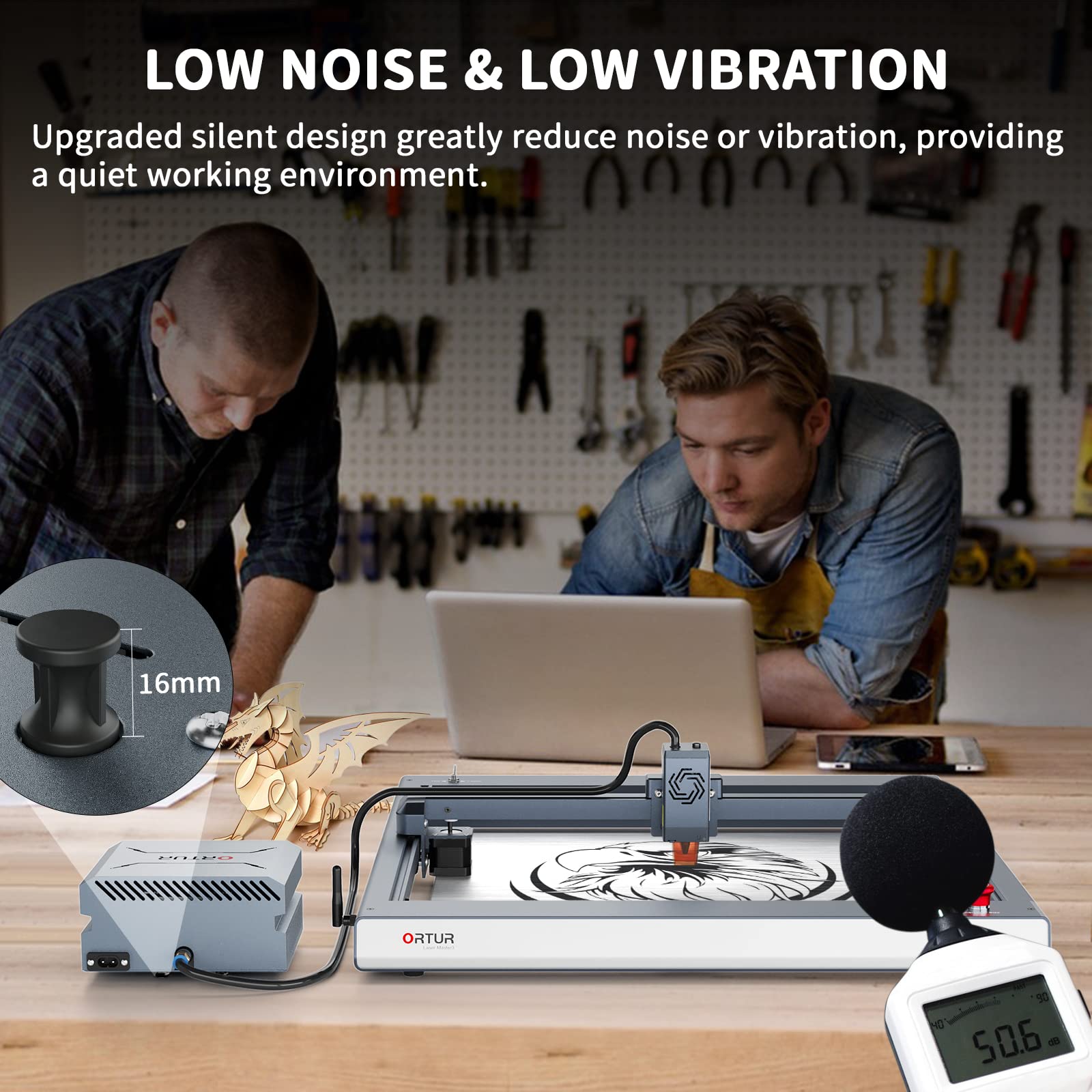 ORTUR Air Assist Pump for Laser Cutter - 0-50L/min Powerful Airflow for ORTUR Laser Master 3 & Laser Master 2 Pro LF - Laser Module Protection & Deep Cutting - Perfect for Wood Engraving, Acrylic Cutting & DIY Projects