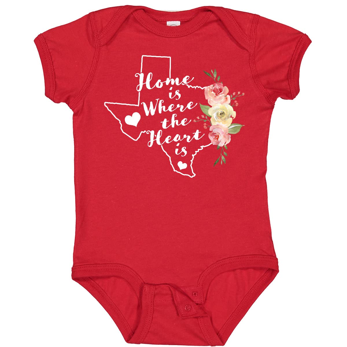 Inktastic Texas Home is Where The Heart is Watercolor Floral Baby Bodysuit - Soft Cotton Infant Onesie for Newborns, Photo Shoots & Family Gatherings