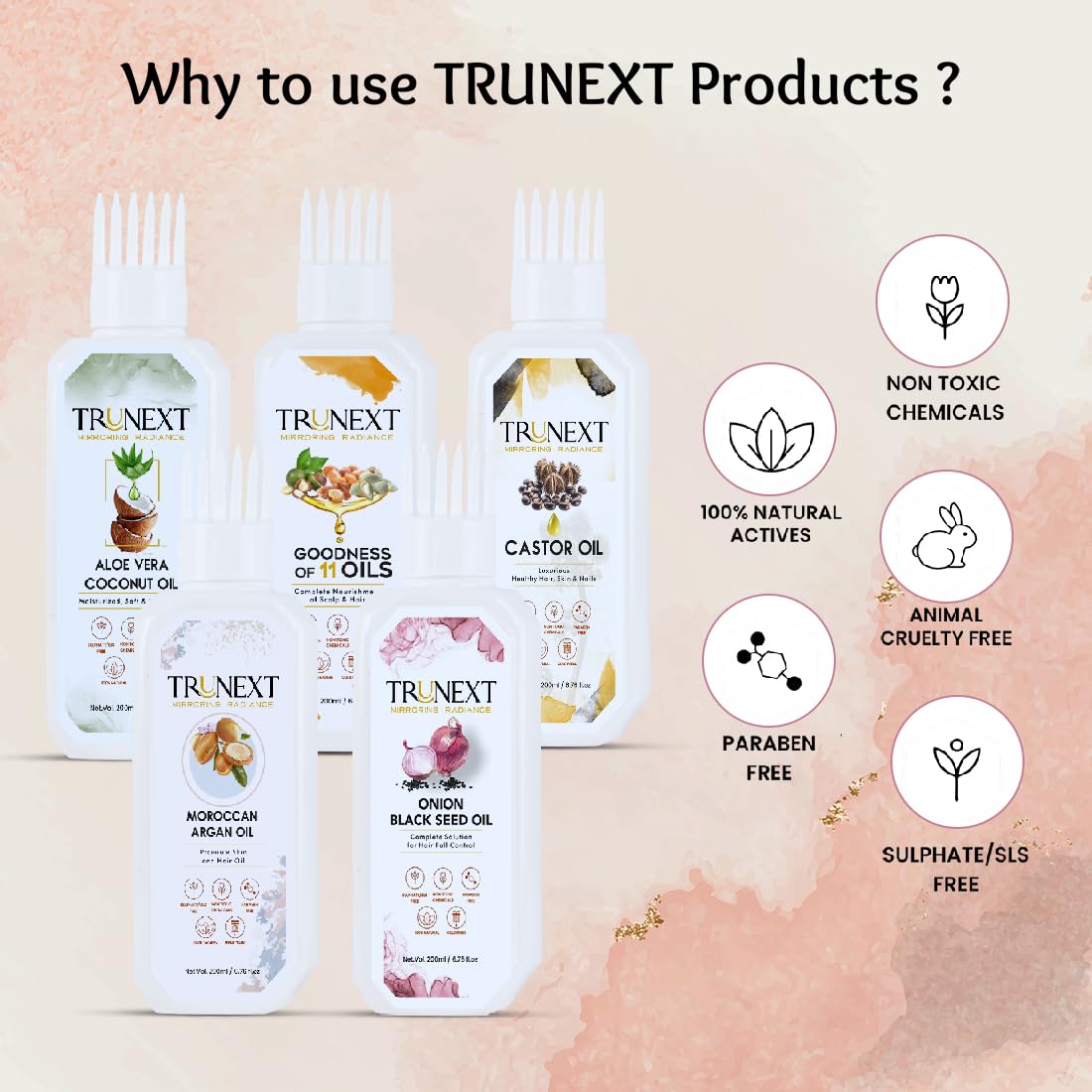 TRUNEXT Moroccan Argan Oil for Hair - 200ml Natural Hair Treatment to Revive, Protect & Strengthen Dry, Damaged Locks - Perfect for Daily Hydration & Heat Styling Protection