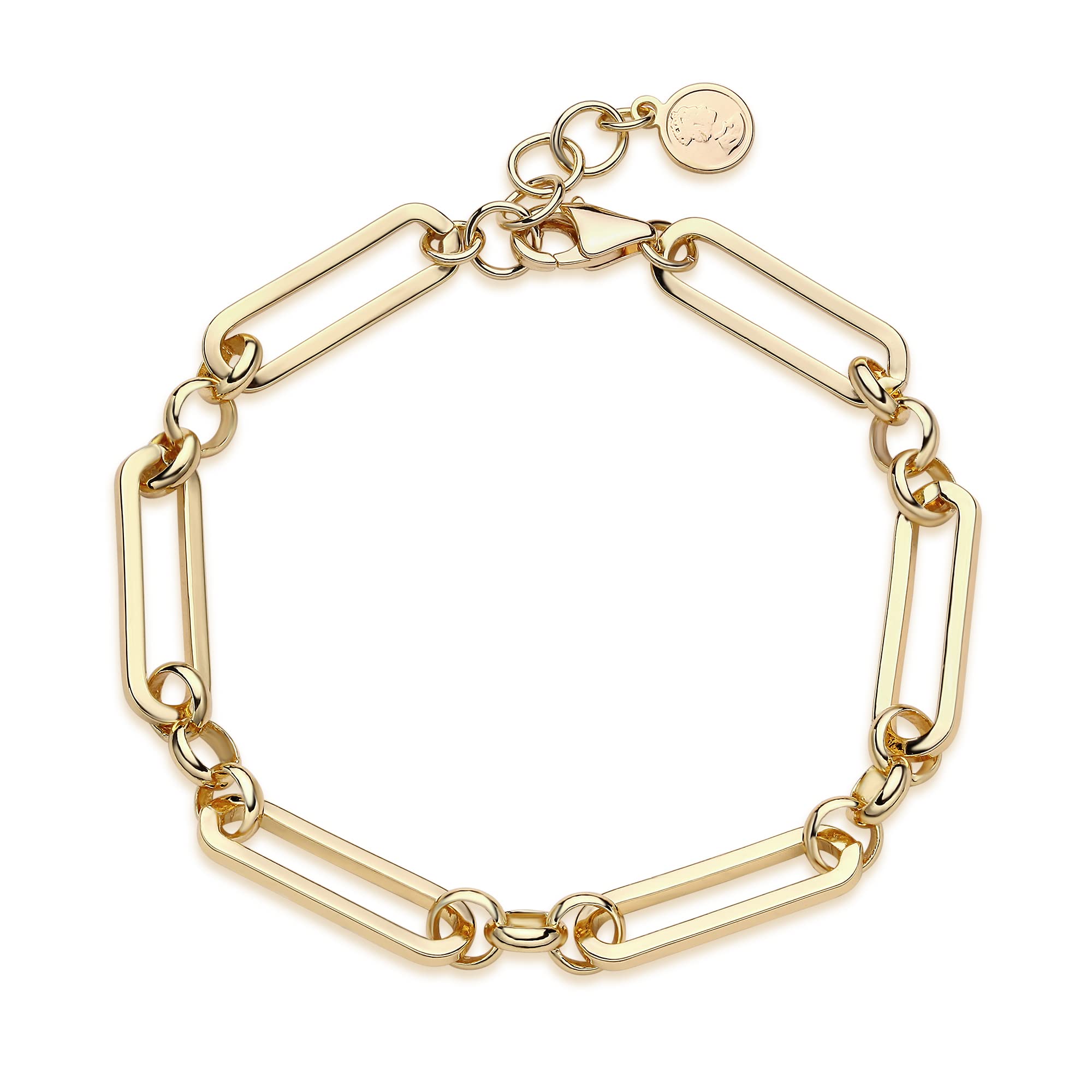 WEARON Women's 14K Gold Plated Chunky Link Chain Bracelet - Elegant Simple Jewelry for Everyday Wear, Parties & Gifts