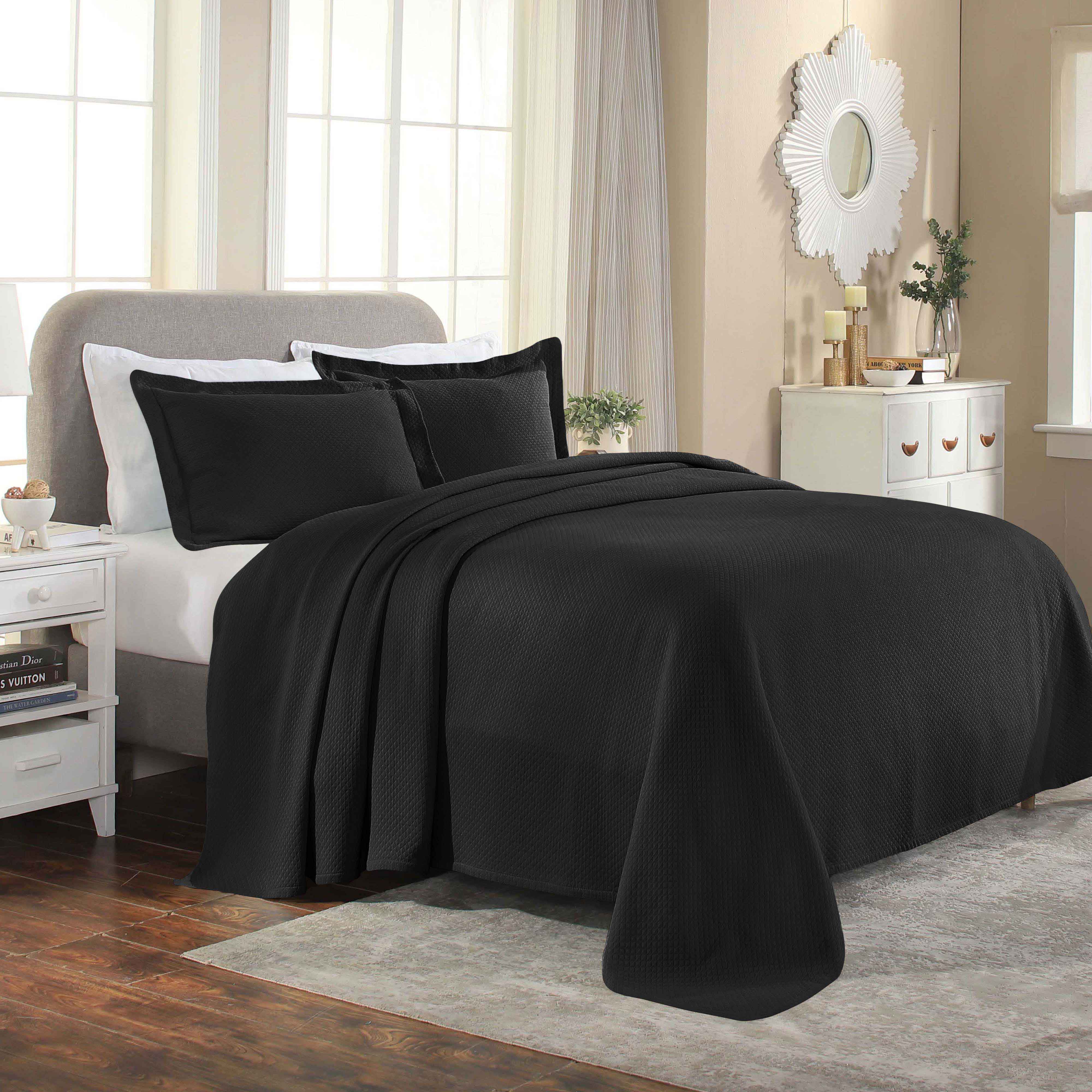 Luxury Jacquard Matelassé Cotton Diamond Solitaire Bedspread Set - Queen Size Bedding Coverlet for Master Bedroom, Guest Room & Hotel Decor