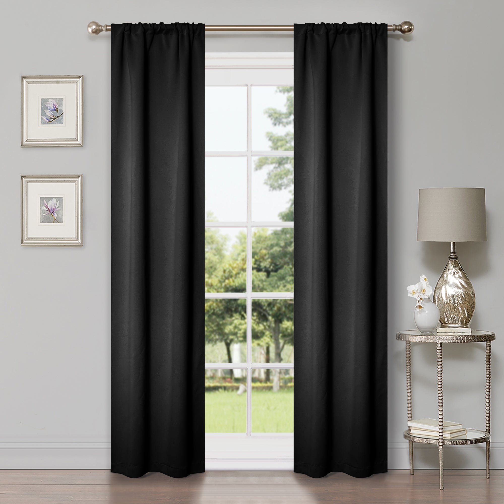 Blackout Curtains Set - Solid Classic Modern Rod Pocket Style for Bedroom & Living Room - Light Blocking & Noise Reducing Window Treatments