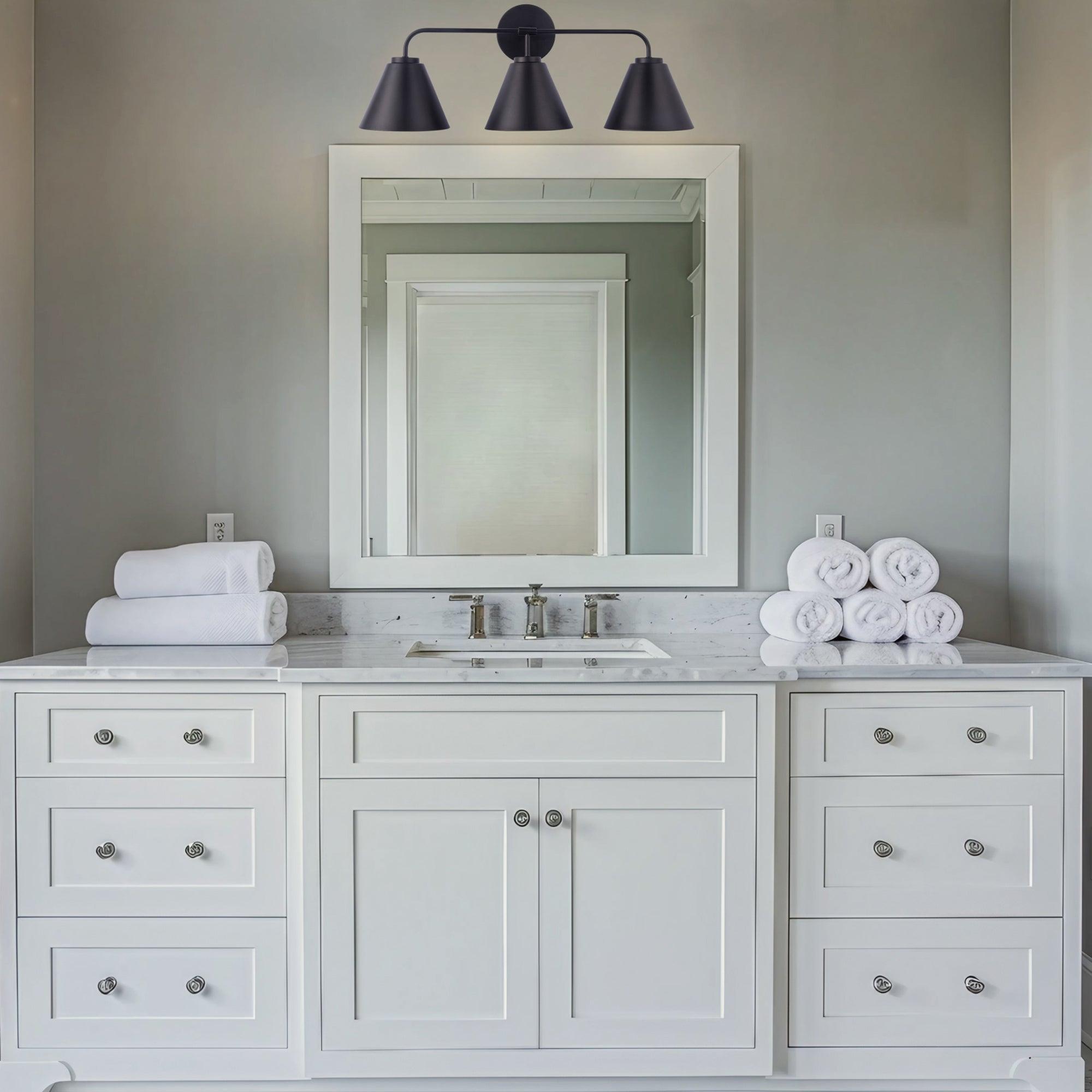 Modern 3-Light Vanity Light for Bathroom - Loft Style LED Wall Sconce with Adjustable Arms, Perfect for Makeup Mirror Lighting and Bedroom Decor
