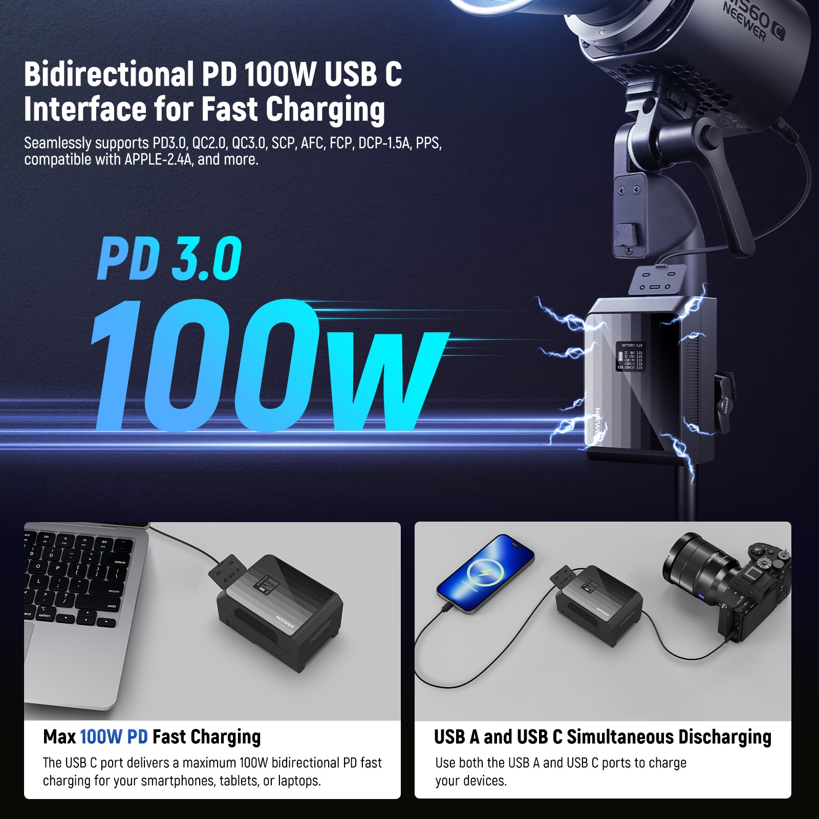 NEEWER V Mount Battery PS099EP 6800mAh 99Wh for Sony Canon Nikon Cameras - Professional Power Solution for DSLR, Mirrorless, and Video Equipment - Perfect for Photography, Filmmaking, and Live Streaming