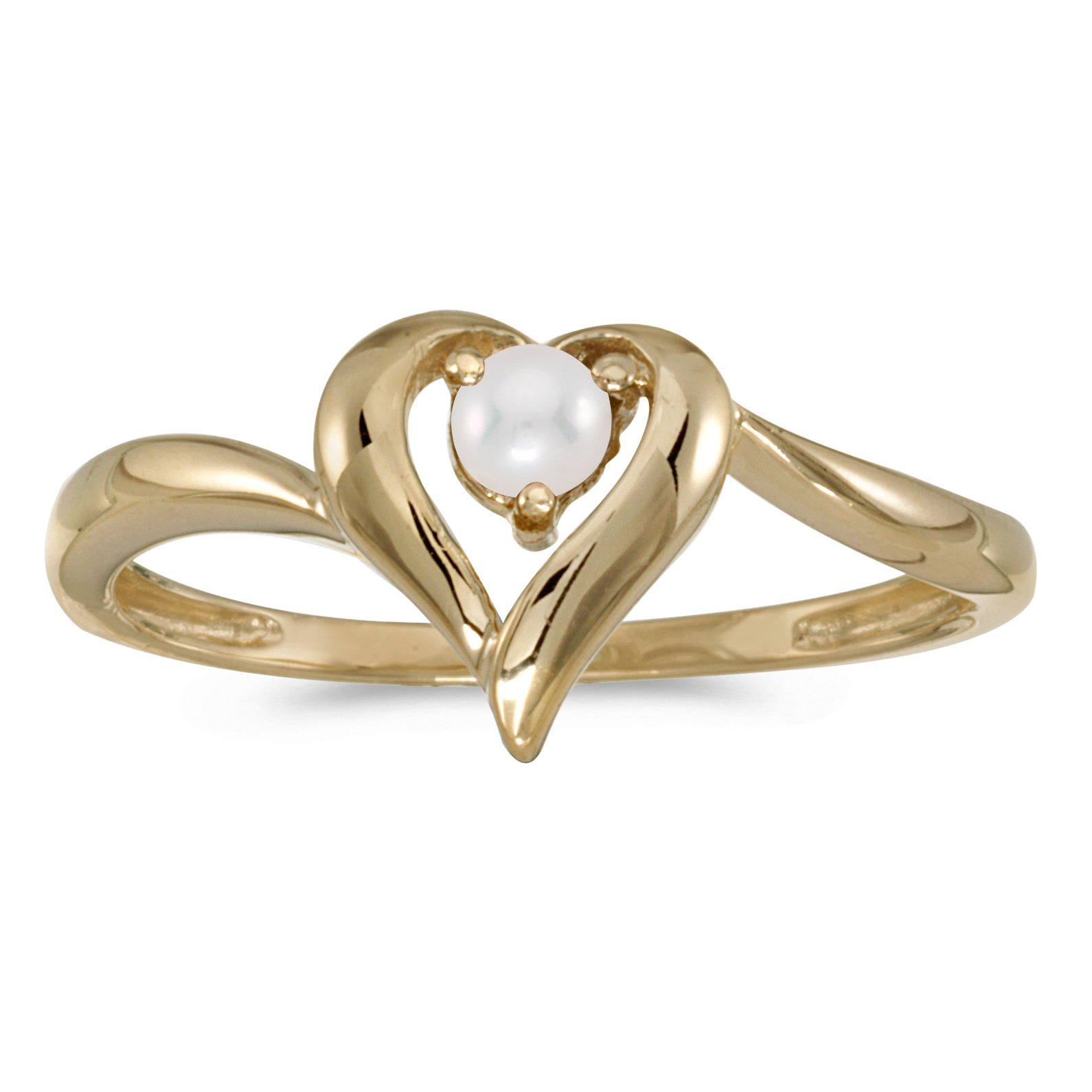 14K Yellow Gold Freshwater Cultured Pearl Heart Ring for Women - Elegant Jewelry Gift for Valentine's Day, Anniversary or Birthday