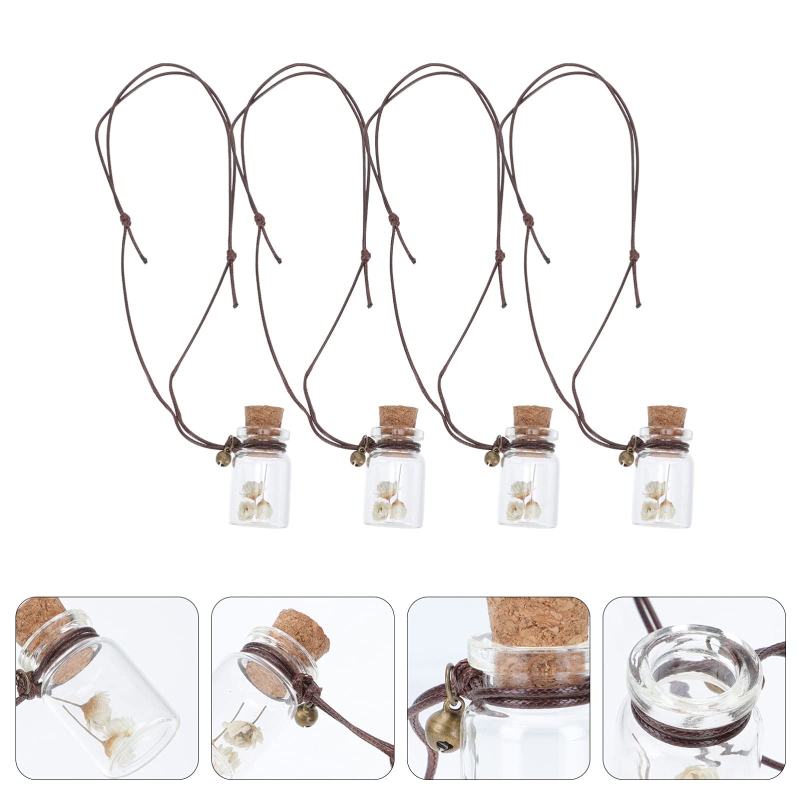 4-Piece Perfume Bottle Pendant Set - Essential Oil Diffuser for Car, Hanging Car Air Freshener & Interior Decor - Aromatherapy Gift for Home, Office, and Travel Use