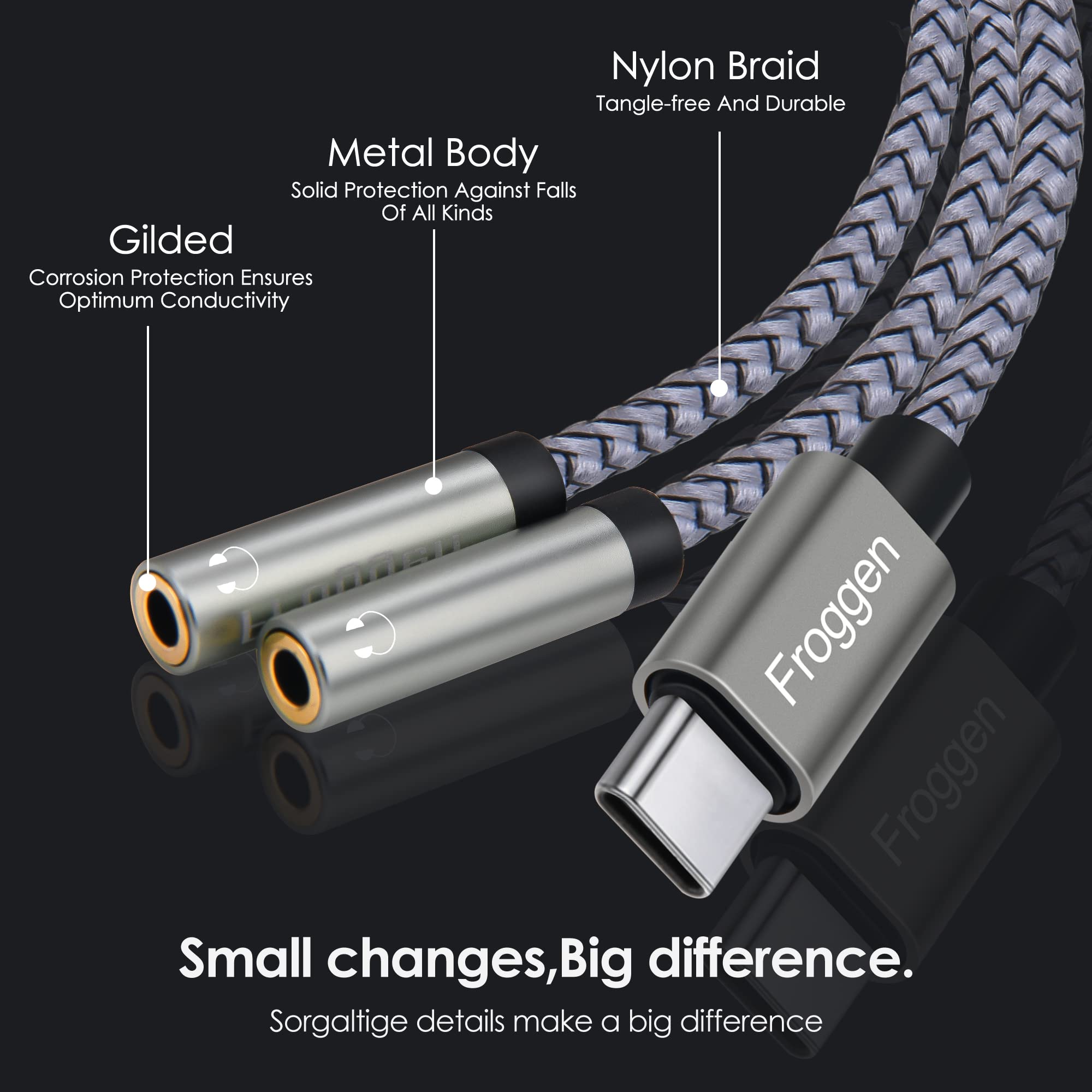 USB-C to 3.5mm Headphone Jack Adapter Y Splitter - Type C to Dual 3.5mm Aux Audio Adapter for iPad Pro 2020, Samsung Galaxy S20/S20+/Note 20, Google Pixel 4 XL, OnePlus 8T, Huawei P40/P30 Pro - 35cm Cable for Music Sharing & Car Audio