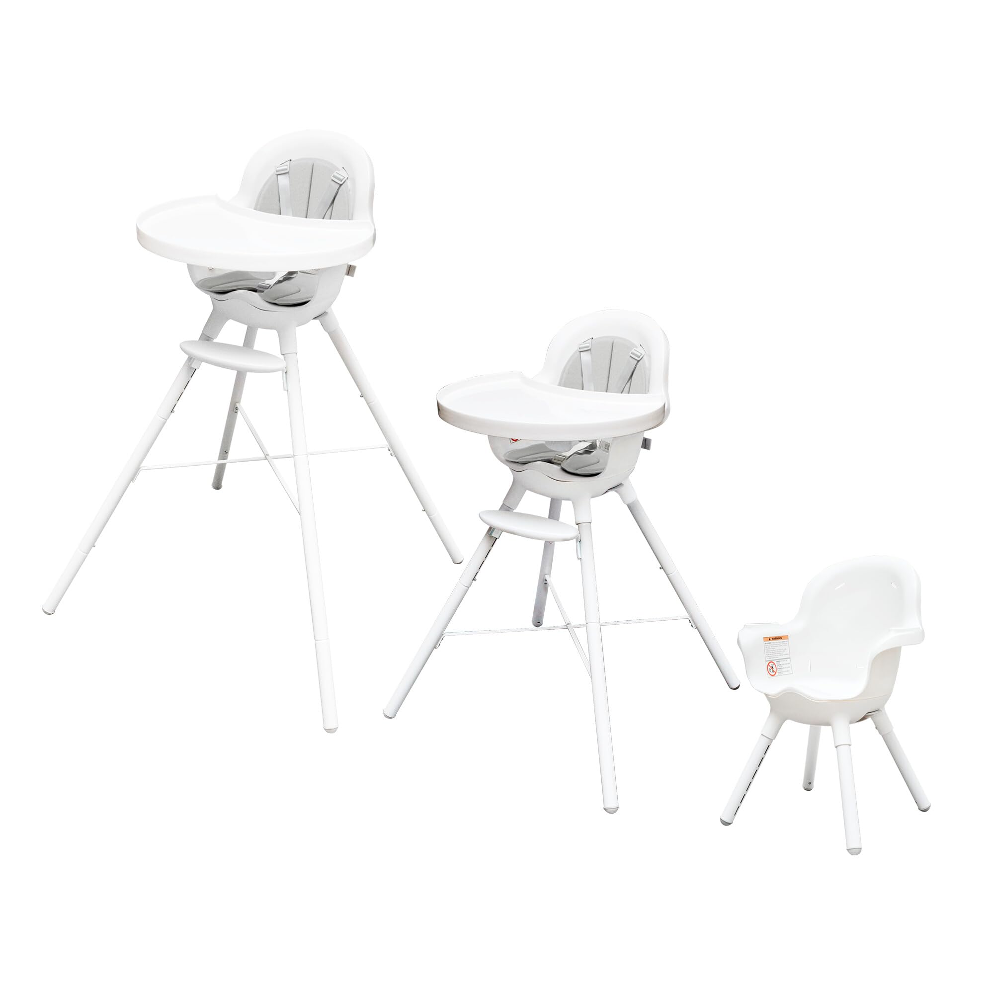 Boon GRUB Adjustable Convertible High Chair for Babies & Toddlers 6 Months to 6 Years | Dishwasher Safe White Baby Feeding Chair | Perfect for Dining, Kitchen & Travel Use