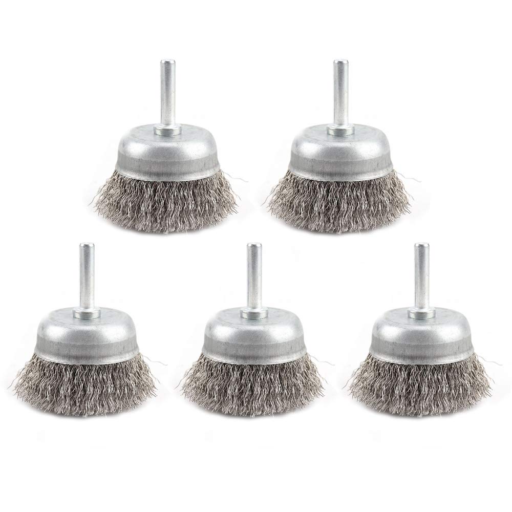 5-Pack 2-Inch Crimped Wire Cup Brush Set for Power Drill - 0.3mm Wire (0.0118In) - Perfect for Metal Cleaning, Rust & Paint Removal - Ideal for Automotive, Welding & DIY Home Projects
