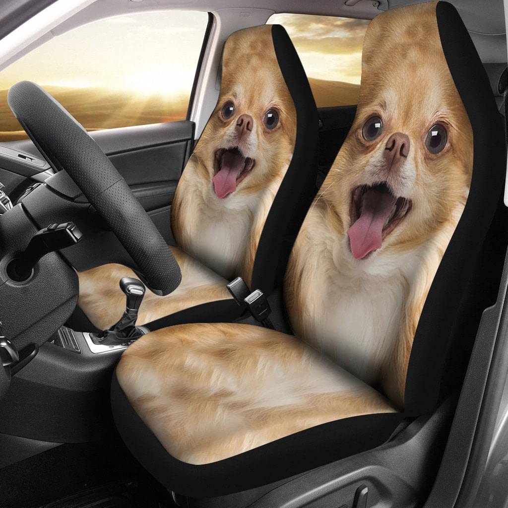 Chihuahua Print Car Seat Cover Set of 2 - Waterproof Pet Seat Protector for Dogs, Universal Fit for Cars Trucks & Vans - Perfect Gift for Dog Lovers & Chihuahua Owners - Great for Road Trips & Daily Commutes