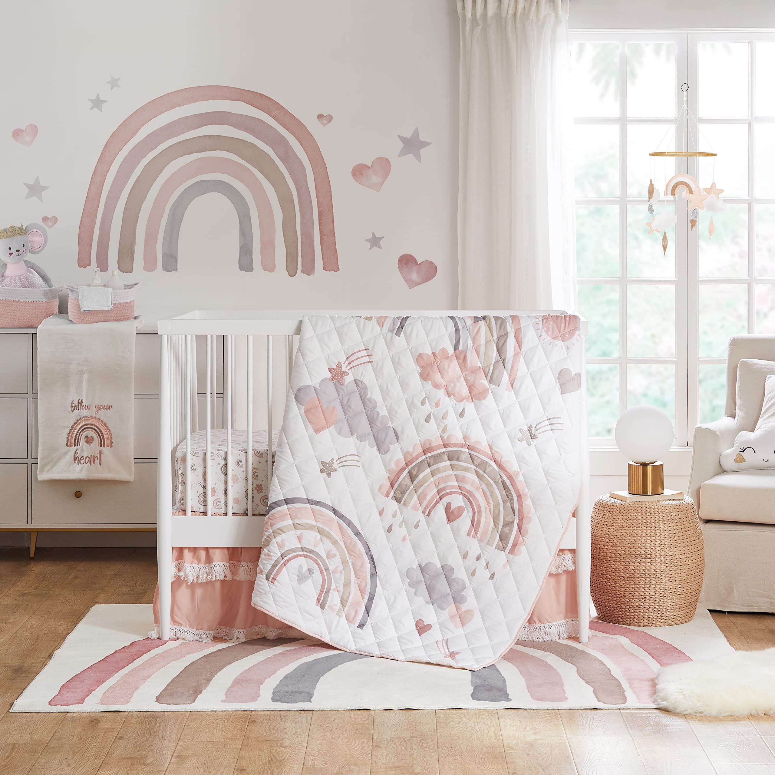 Levtex Baby Plush Blanket - Blush Pink Nursery Blanket 30x40 for Crib & Stroller