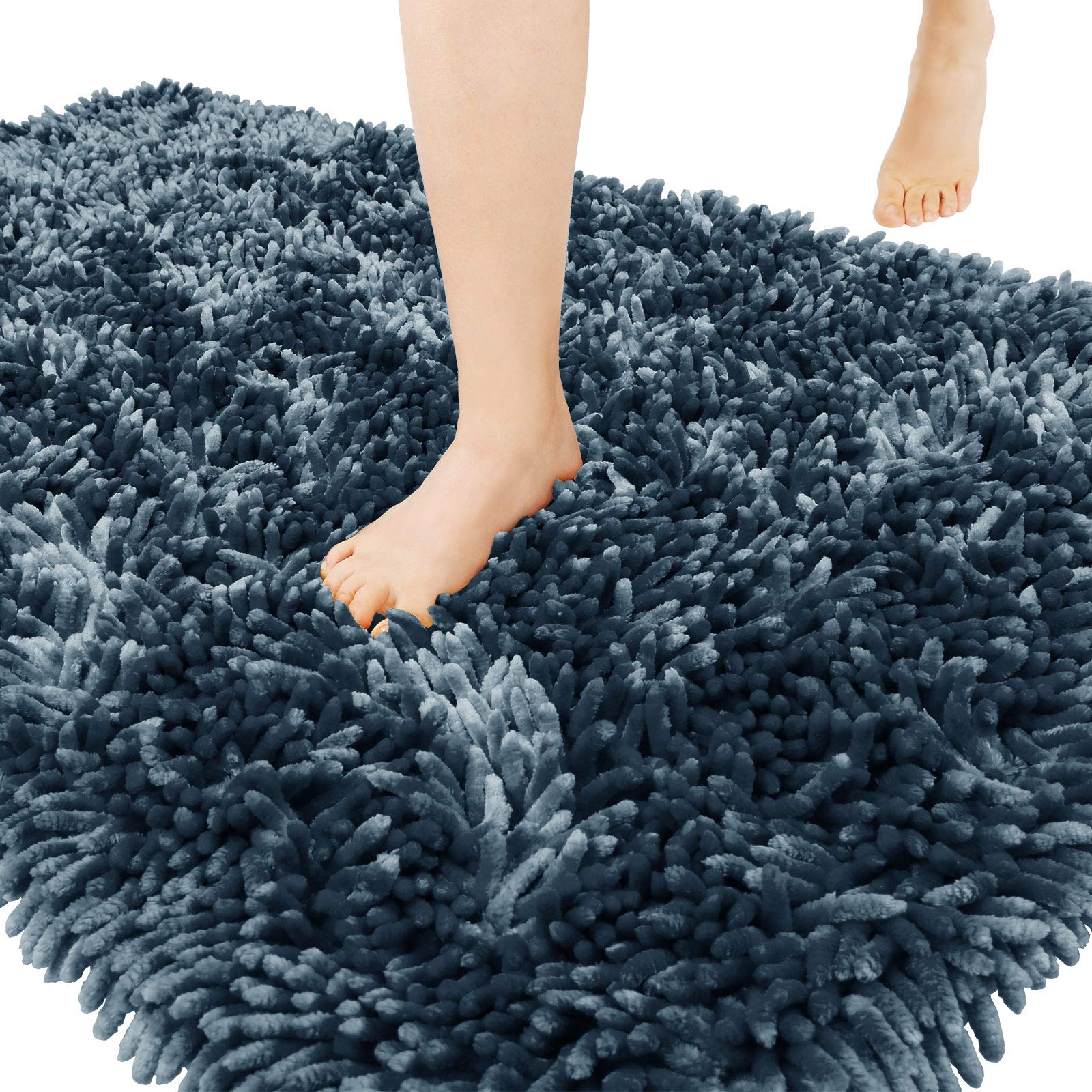 Yimobra Soft Shaggy Bath Mat 36 x 24 Inch - Super Absorbent Non-Slip Bathroom Rug, Quick Dry Machine Washable Microfiber Shower Mat for Floor & Tub - Light Blue - Perfect for Cozy Bathrooms & Spa-Like Showers