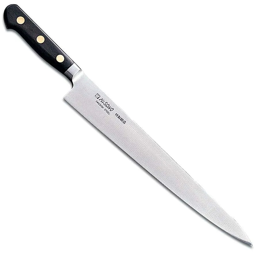 Misono Swedish Carbon Steel Slicer Knife - Professional Chef's Knife for Sushi, Meat & Vegetables | High-Performance Kitchen Knife for Home Cooks & Culinary Experts