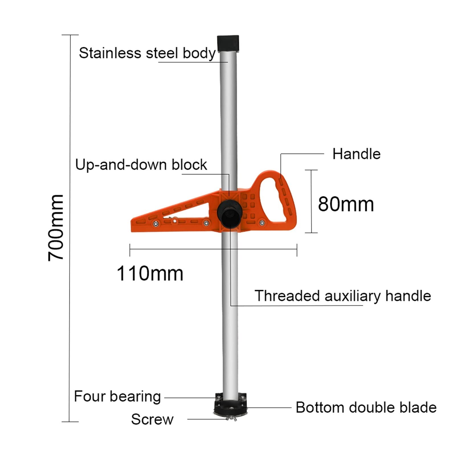 MGRAS Manual Drywall Cutter - Double Blade Gypsum Board Cutting Tool with 4 Bearings, Hand Push Drywall Artifact Tool (Orange) - Perfect for Home Renovation, DIY Projects & Professional Construction Work