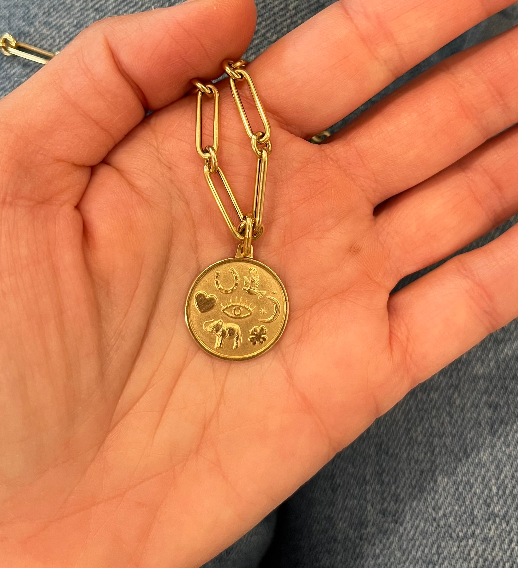 Lucky Charm Disc Pendant - Elegant Jewelry for Good Luck & Protection | Perfect for Gifts, Daily Wear & Special Occasions