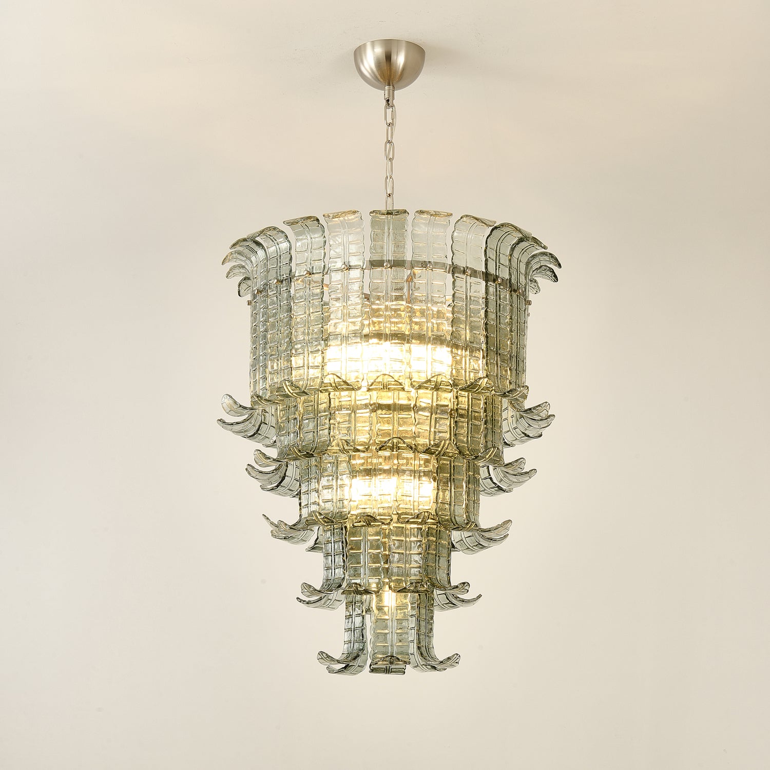 Elegant Cascade Murano Glass Chandelier - Handcrafted Italian Lighting Fixture for Dining Room, Living Room & Bedroom Decor