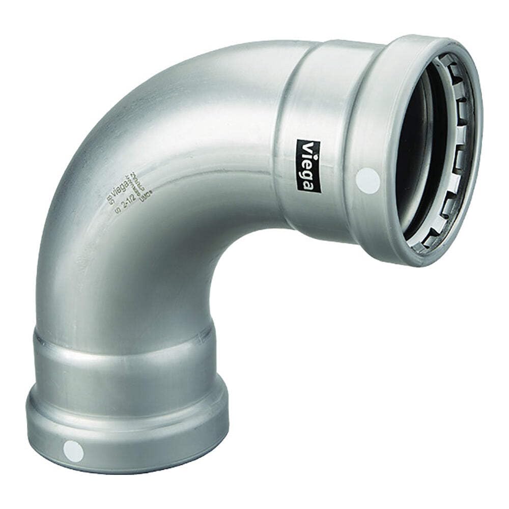 Viega MegaPress 4 Inch 90 Degree Carbon Steel Elbow with FKM Gasket - Double Press Connection Fitting - Smart Connect Technology for HVAC, Plumbing and Industrial Piping Systems