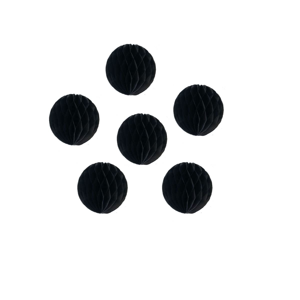 6PCS Black Honeycomb Paper Balls - 6 Inch Tissue Pom Poms for Wall Backdrop, Party, Wedding, Baby Shower & Birthday Decorations - Perfect for Nursery, Home Decor and Event Styling