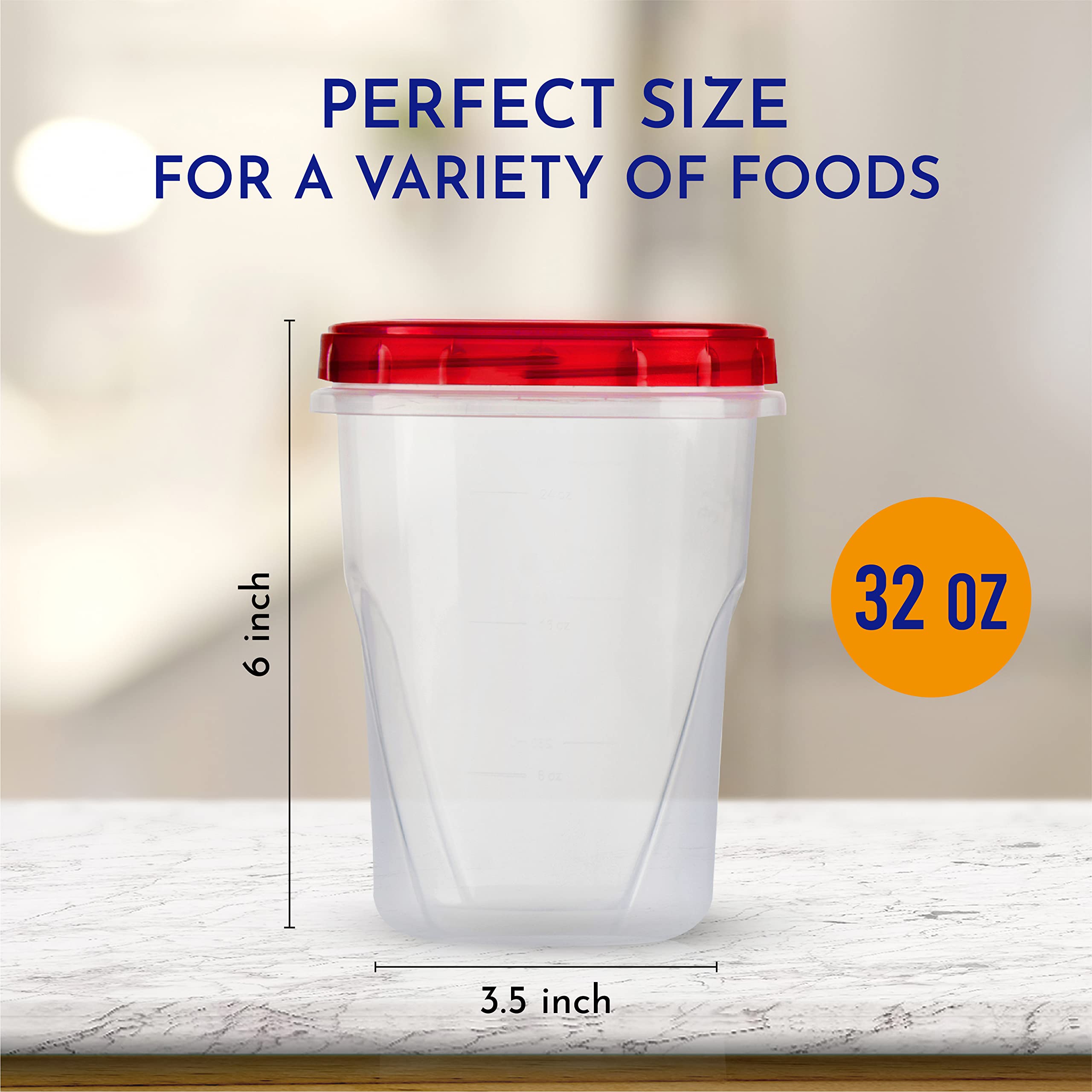 AQUA BLUE 32 Oz 10 Pack Reusable Plastic Food Storage Containers with Twist Top Lids - Leakproof, Stackable, Microwave Safe, BPA Free - Perfect for Soup Freezing, Meal Prep, Leftovers & Pantry Organization