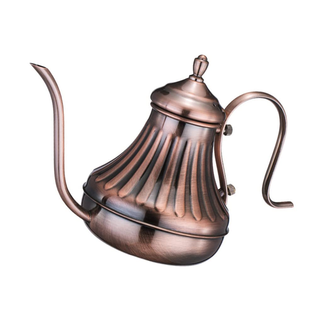 Premium Stainless Steel Gooseneck Kettle - 650ml Whistling Tea Pot for Stovetop, Heavy Duty Bronze Hot Water Kettle - Perfect for Pour Over Coffee, Tea Brewing & Home Kitchen Use