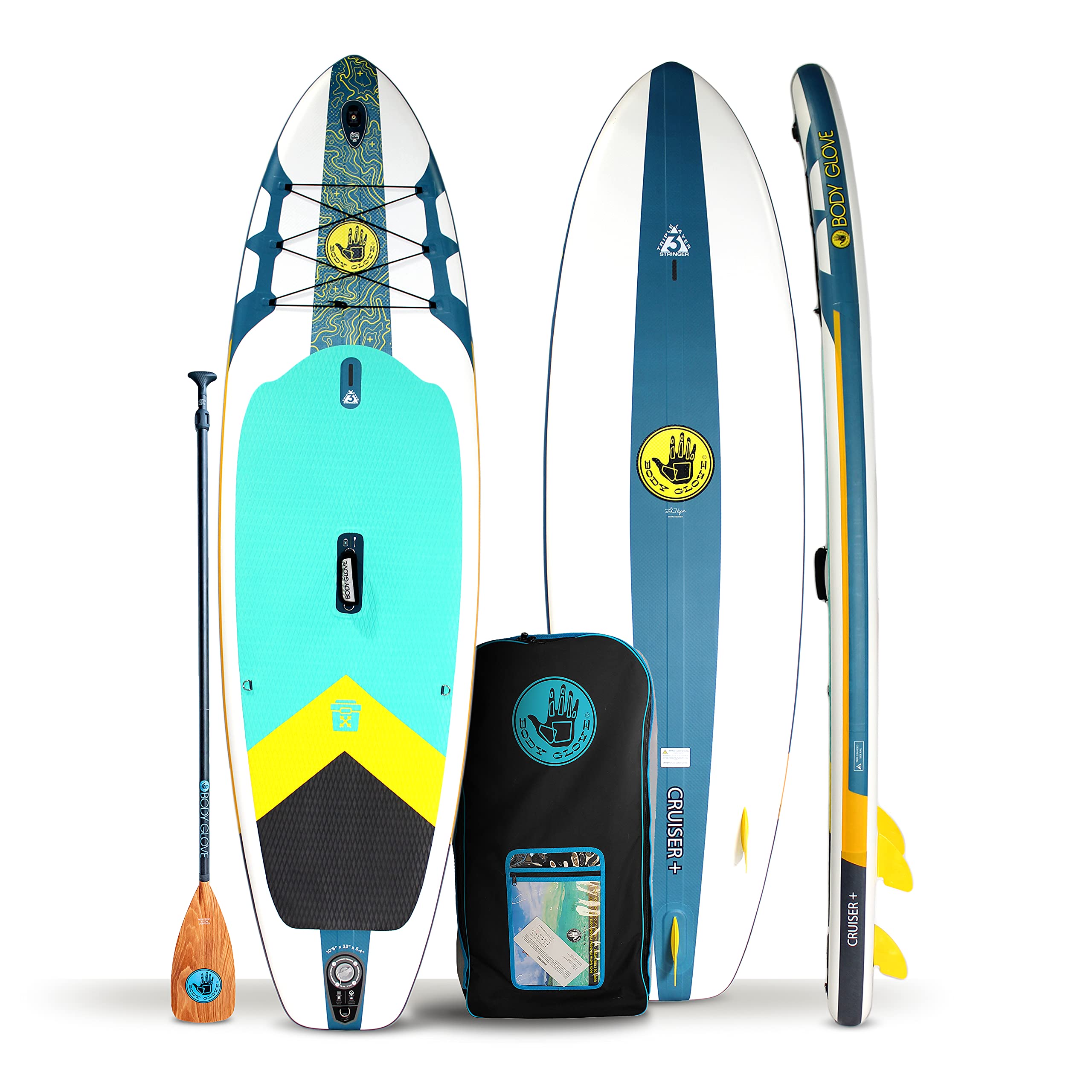 Body Glove Cruiser Inflatable Stand Up Paddle Board Package - Premium SUP Board Kit for Adults & Kids - Perfect for Lakes, Rivers & Ocean Paddling