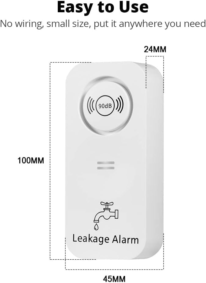 TOWODE Water Leak Detector with 90dB Alarm - Sensitive Leak Sensor for Kitchen, Bathroom, Basement (3 Pack) - Prevent Water Damage & Flooding in Home, RV, Laundry Room