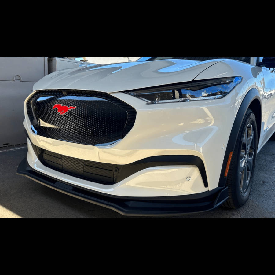 2021-2025 Ford Mustang Mach E IKON 3PC Front Bumper Lip Spoiler - Glossy Black PP Material - Enhance Style & Aerodynamics - Perfect for Street Racing & Car Shows