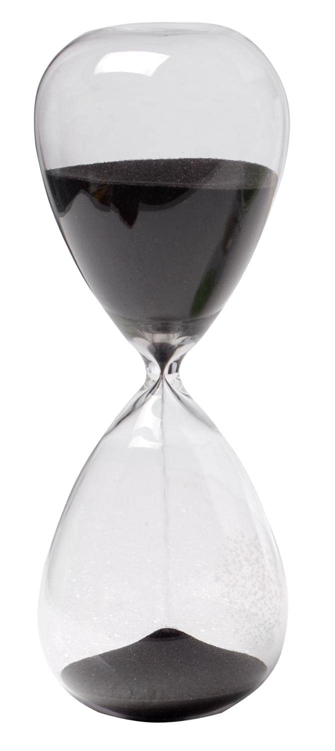 30 Minute Hourglass Sand Timer - 8 Inch Black Glass Timer for Board Games, Yoga, Meditation & Classroom Activities