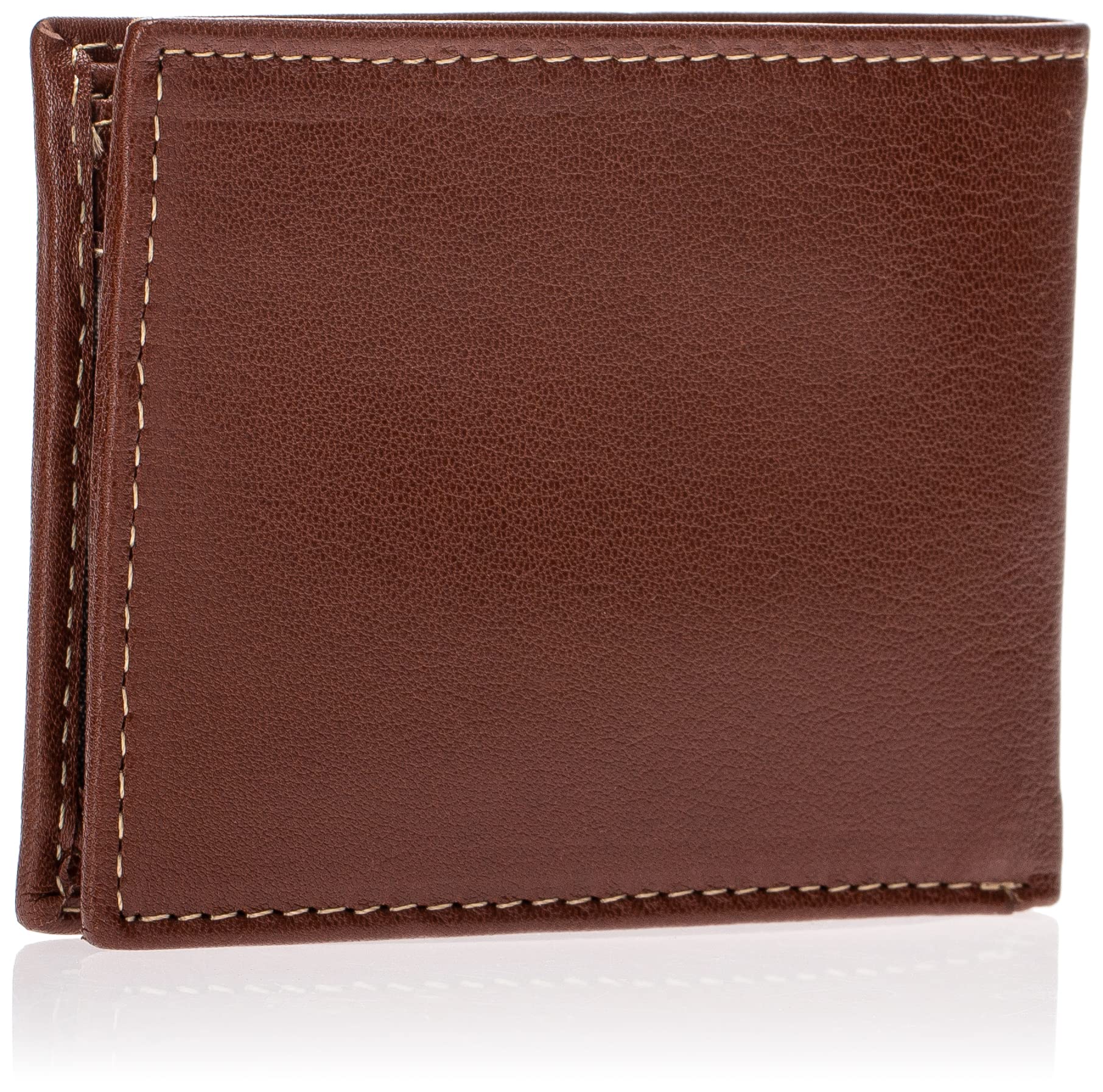 Timberland Men's Genuine Leather Trifold Wallet with RFID Protection - Cognac Brown (Hudson) | Slim Bifold Wallet for Men | Perfect for Everyday Use, Travel & Business