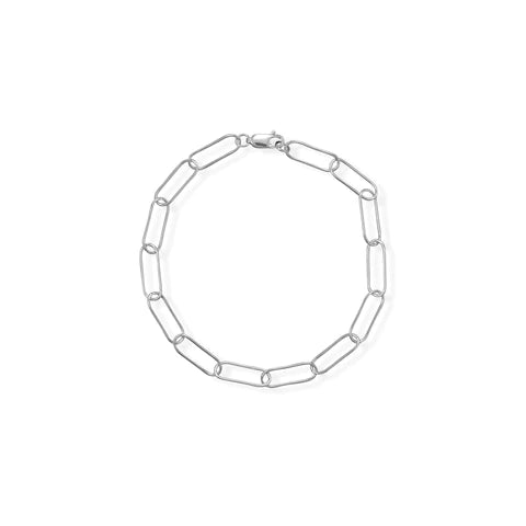 Sterling Silver 8 Rhodium Plated Paperclip Link Bracelet for Women - Elegant Minimalist Jewelry for Everyday Wear, Office & Special Occasions