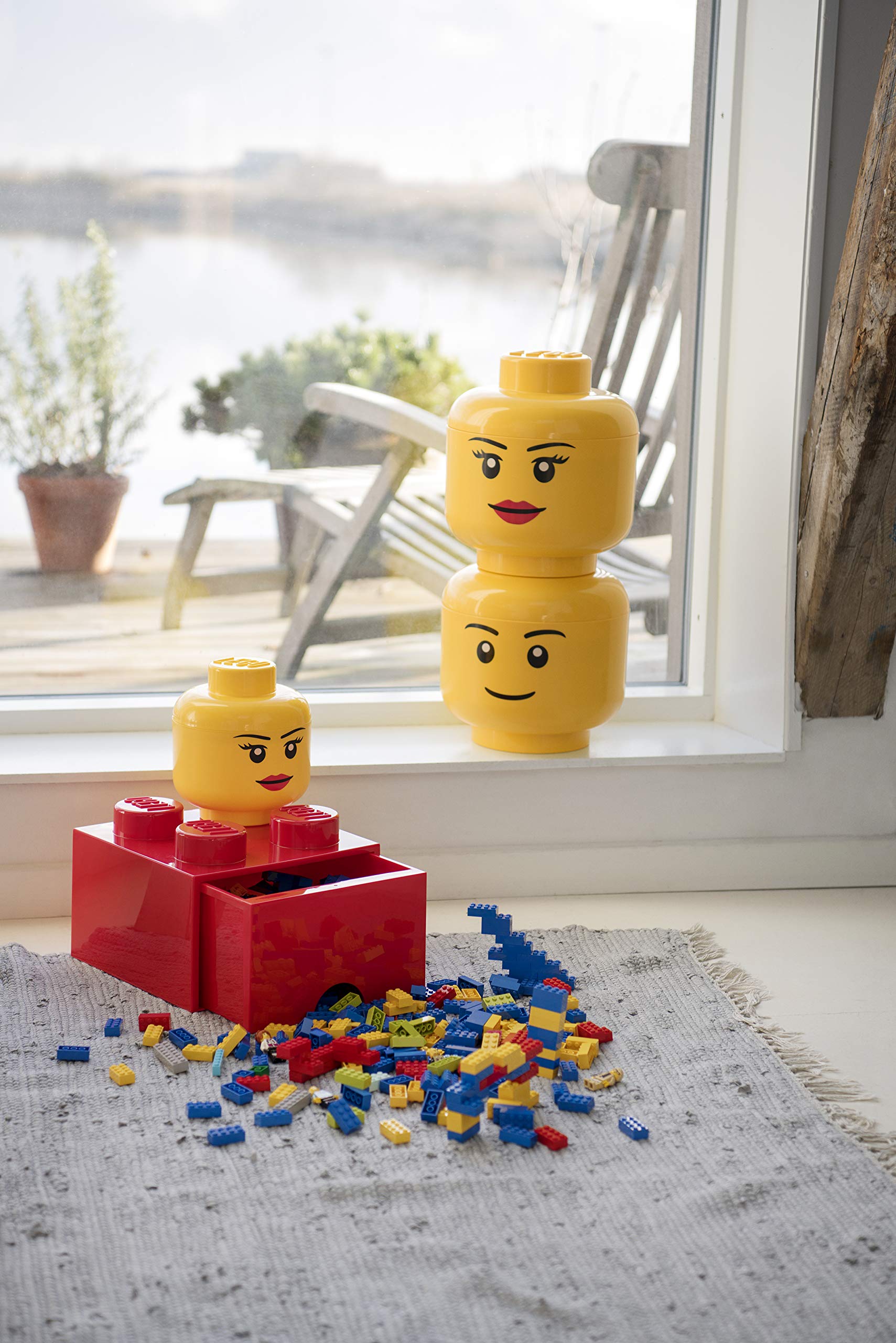 LEGO Storage Heads Stackable Toy Organizer - Buildable Bins for Kids' Toys & Accessories (6.3x6.3x7.28in) - Holds 250 Bricks - Perfect for Playroom Organization & LEGO Brick Storage