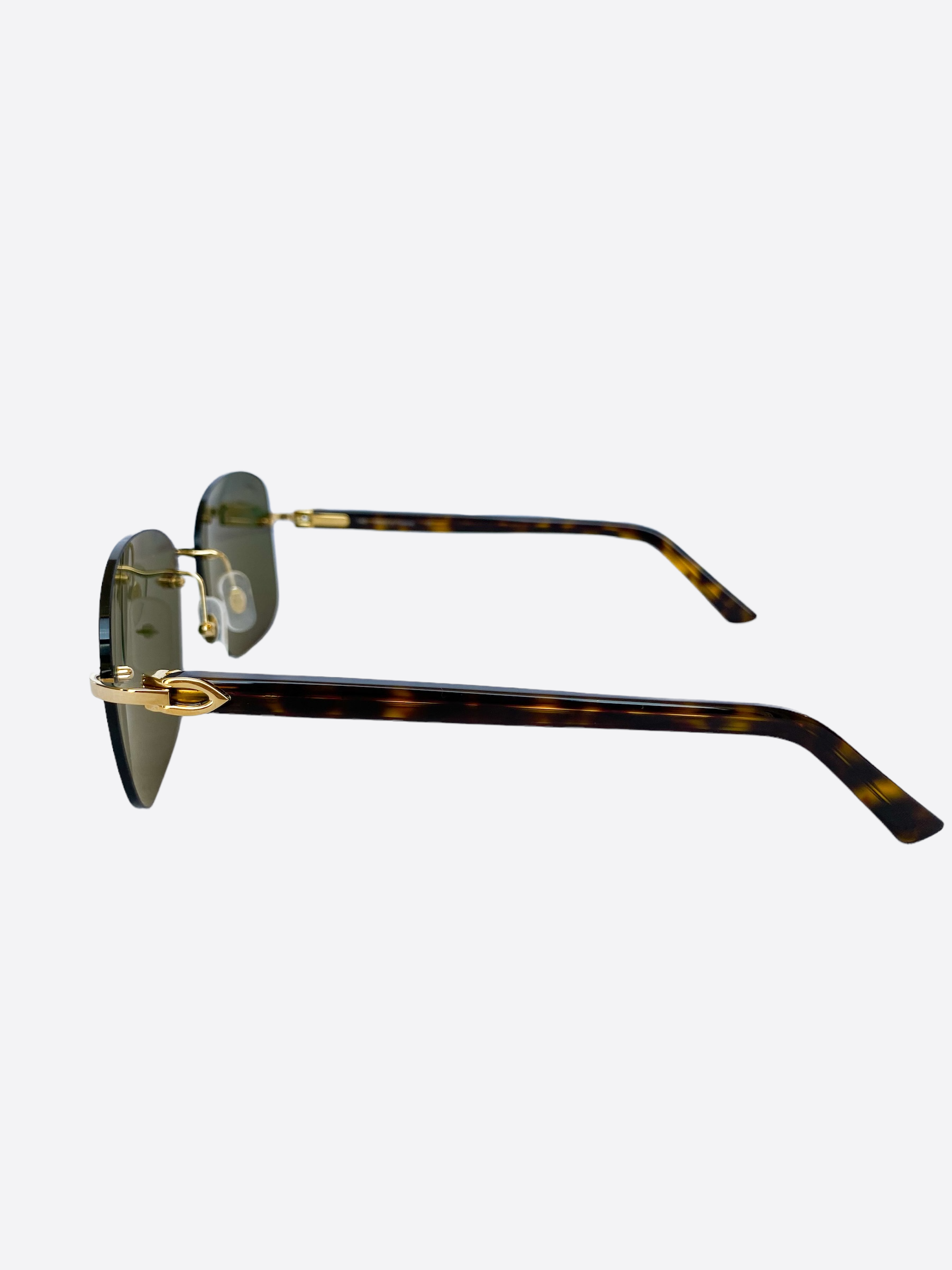 Cartier Green Lens Havana Frame Sunglasses for Men & Women - Luxury Designer Shades for Beach, Driving & Outdoor Fashion