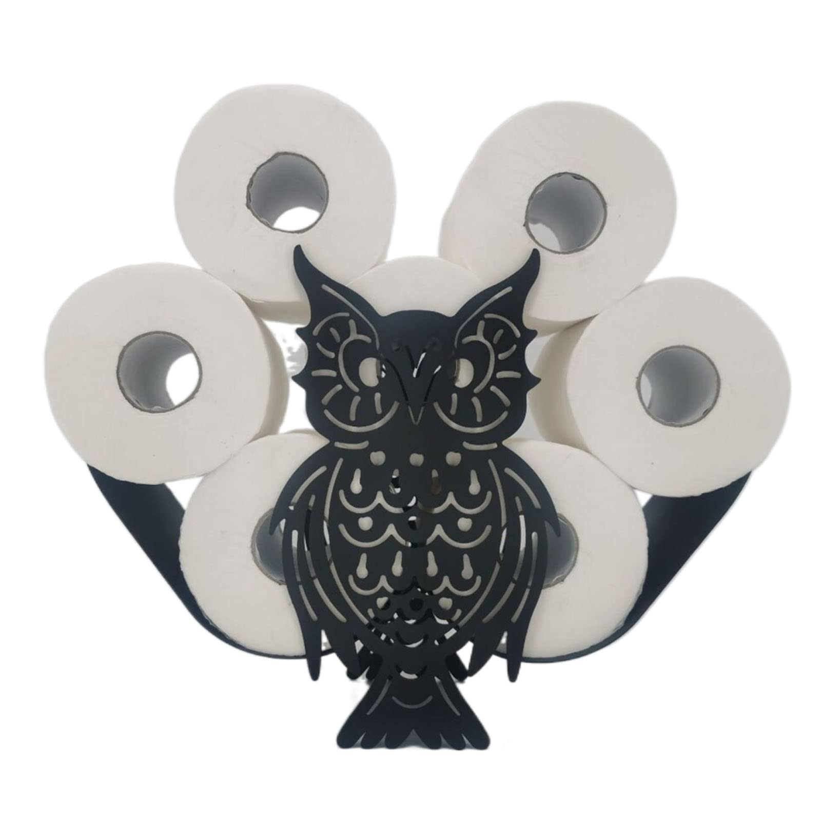 Owl Shaped Metal Toilet Paper Holder - Black Wall Mounted Bathroom Tissue Roll Storage for Home, Office & Restroom Décor | Durable & Stylish Bath Accessory for Modern Spaces