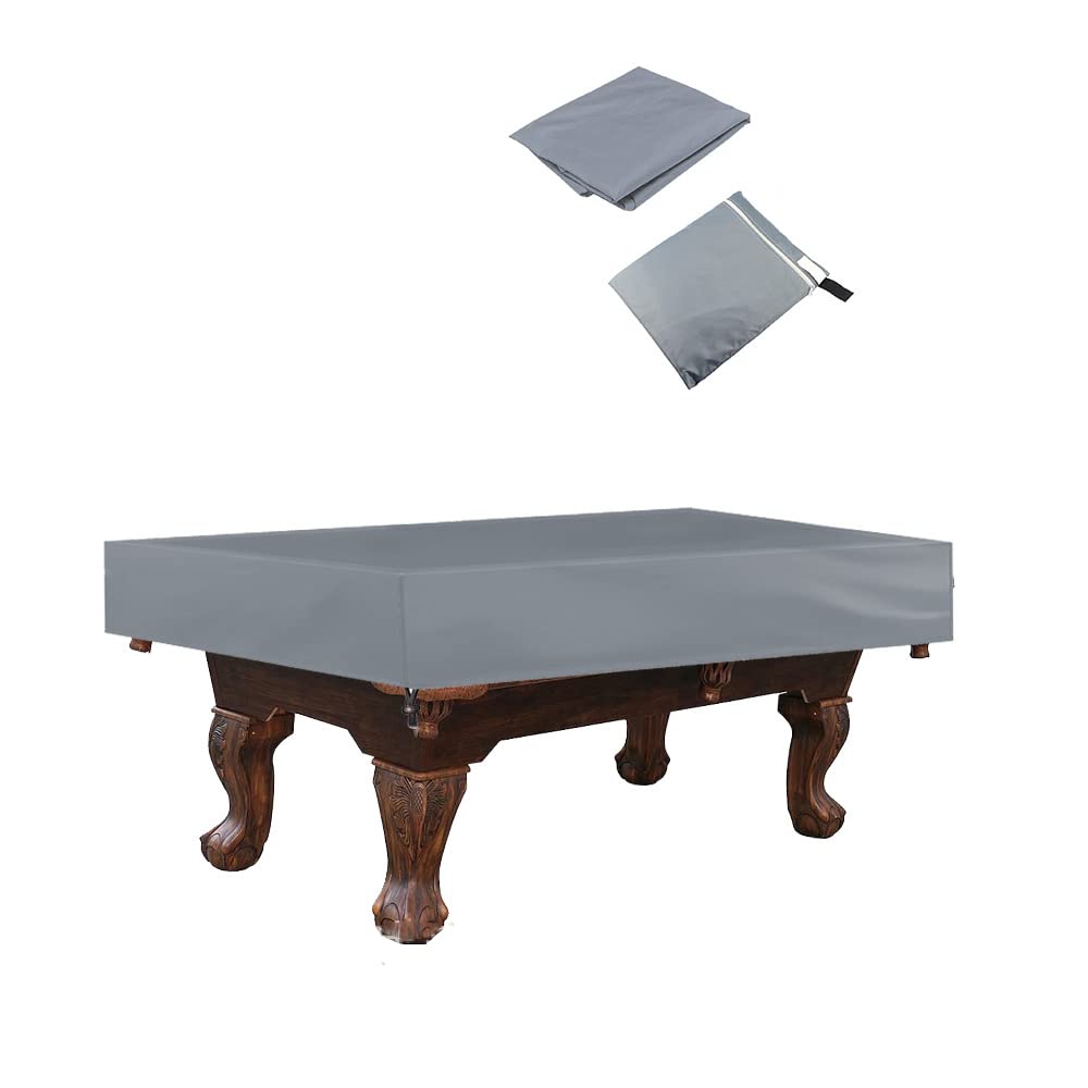**8ft Waterproof Pool Table Cover - Heavy Duty Oxford Cloth Protector for Indoor & Outdoor Billiard Tables - Durable Grey Cover for Rain, Dust & UV Protection (Perfect for Home Game Rooms, Bars & Patios)**
