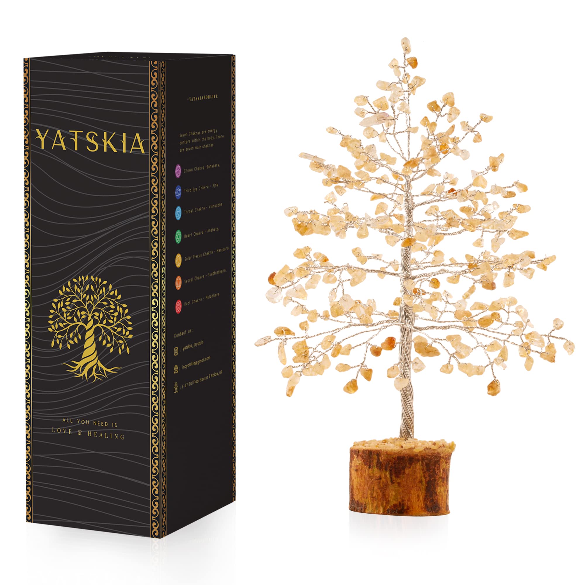Natural Citrine Crystal Tree - Feng Shui & Reiki Healing Decor for Meditation, Spiritual Growth & Good Luck | Home Office Zen Decor, Yoga Studio Accessory, Mindful Gift Idea