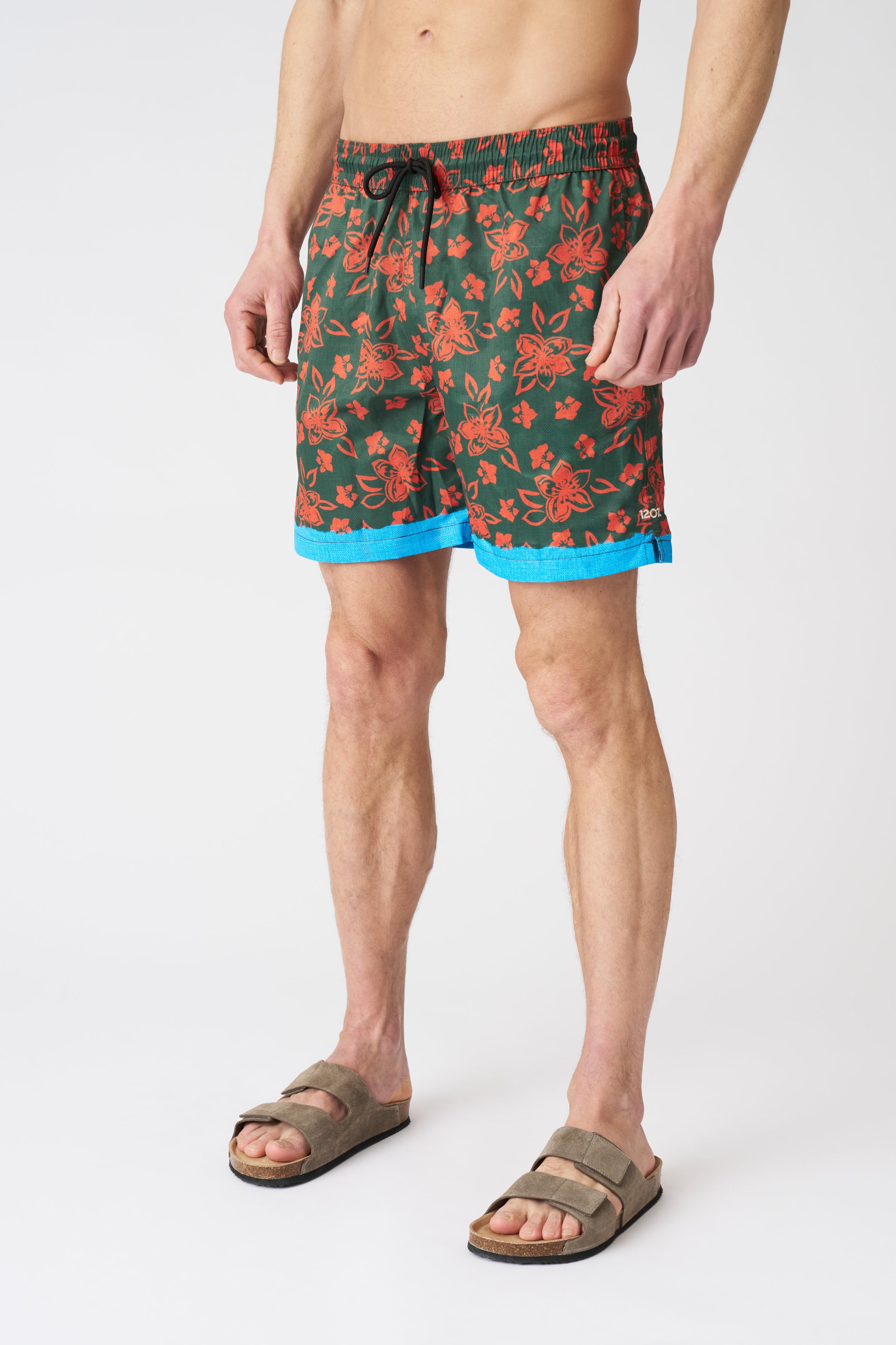 Men's Floral Print Contrast Stripe Swim Trunks - Quick-Dry Board Shorts for Beach, Pool & Summer Vacations