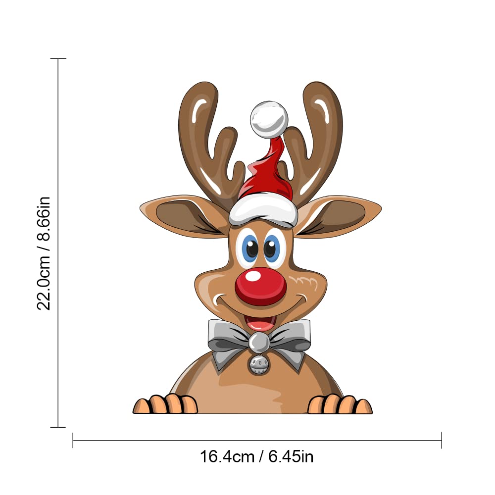 Christmas Reindeer Peeking Window Stickers - Cute Elk Snowman Car Decals, Holiday Bumper Stickers for Home & Auto Decor (Reindeer, 1 Pack) - Perfect for Christmas Party, Winter Home Decor & Car Window Decoration