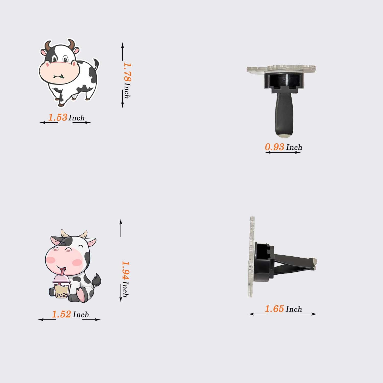 Cute Cow Car Air Freshener Vent Clips - 6 Pack Aromatherapy Diffusers for Auto Interior, Funny Car Accessories Decorations Gifts for Men Women (Home Office Car Use)