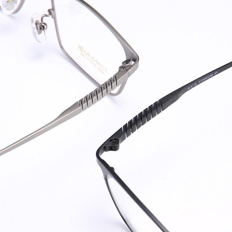 Bclear Men's Full Rim Square Titanium Eyeglasses Frame - Lightweight Durable My5000 for Work, Reading & Fashion