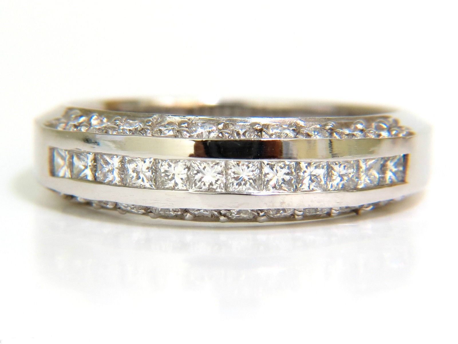1.20CT Princess & Round Cut Diamond Band Ring in 14KT Gold (G/VS) - Perfect for Engagement, Wedding, Anniversary & Everyday Elegance
