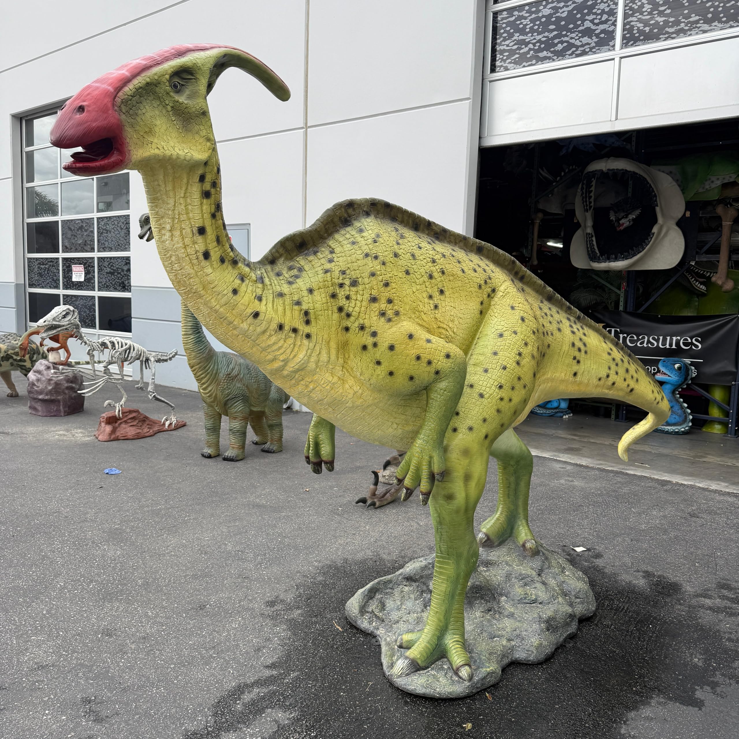 LM Treasures Dinosaur Parasaurolophus Prehistoric Prop Resin Statue - Realistic Dinosaur Decor for Home, Office & Classroom - Perfect for Jurassic Themed Parties & Educational Displays
