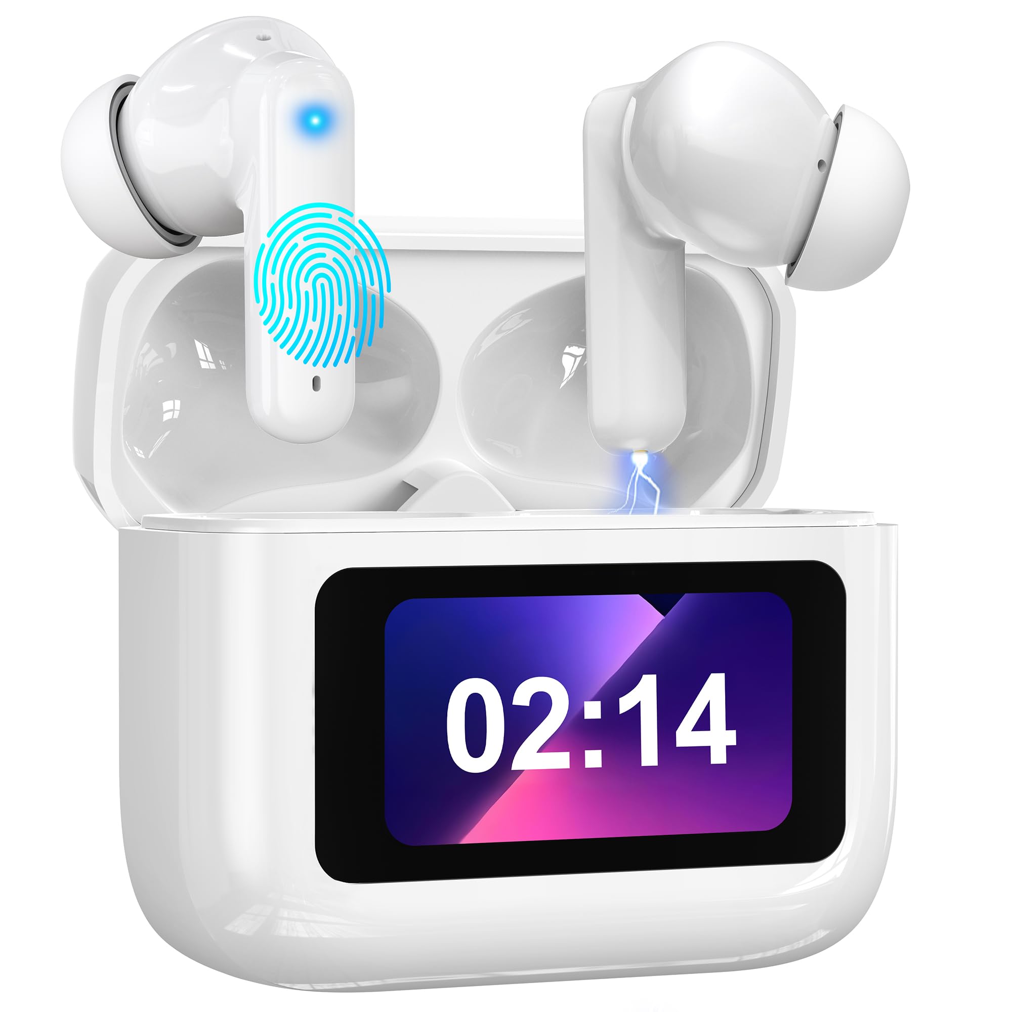 AI Wireless Earbuds with Bluetooth 5.0 | LCD Touch Screen & 3-in-1 Real-Time Language Translator | HD Sound & 30H Battery Life | Over-Ear Noise Cancelling Headphones for Travel, Business Meetings, Gym Workouts & Daily Commute