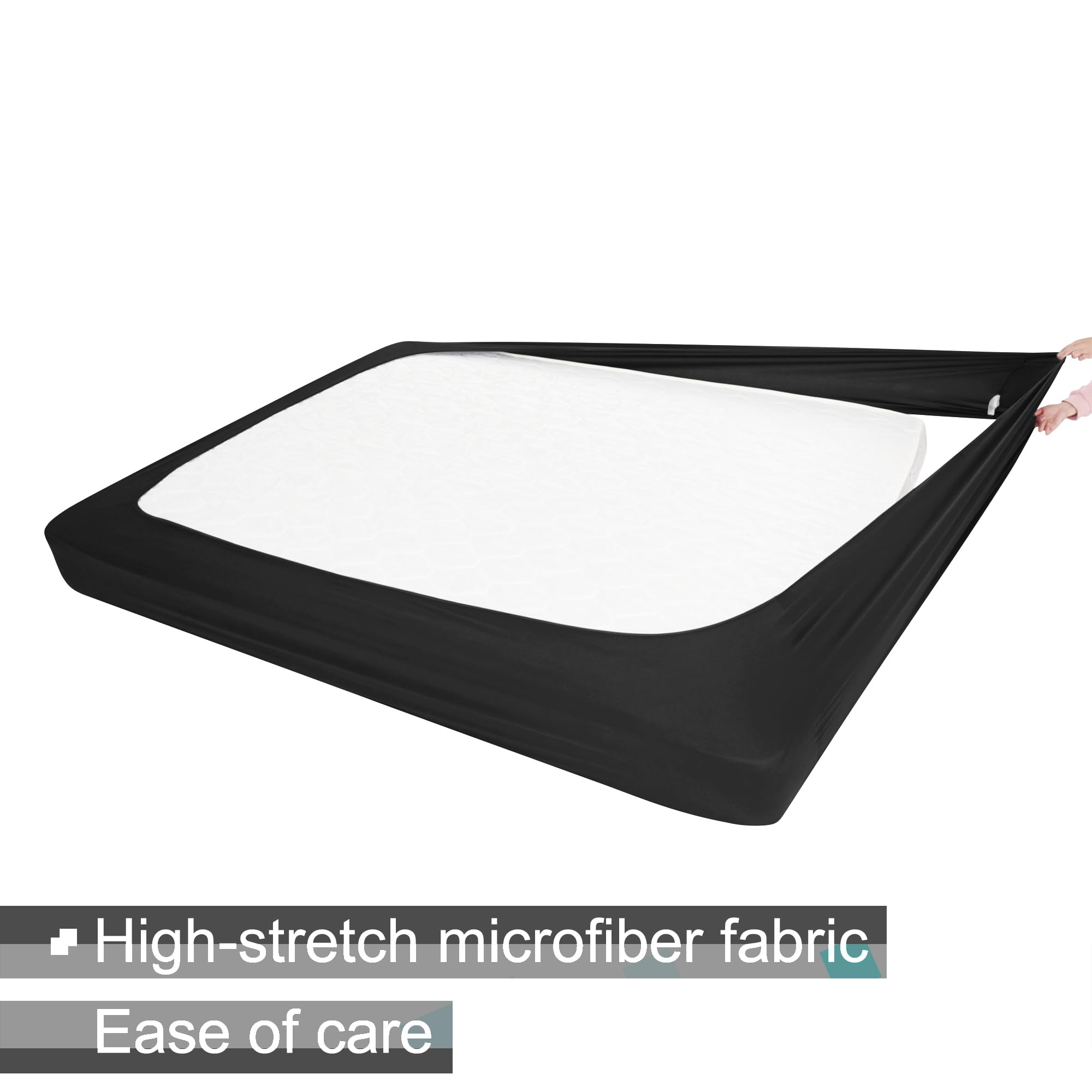 Stretchable Jersey Knit Box Spring Cover for Twin/Twin XL Beds - 4-Side Wrap Around Bed Skirt in Black for Hotels & Home Use | Perfect for Guest Rooms, Dormitories & Bedroom Decor