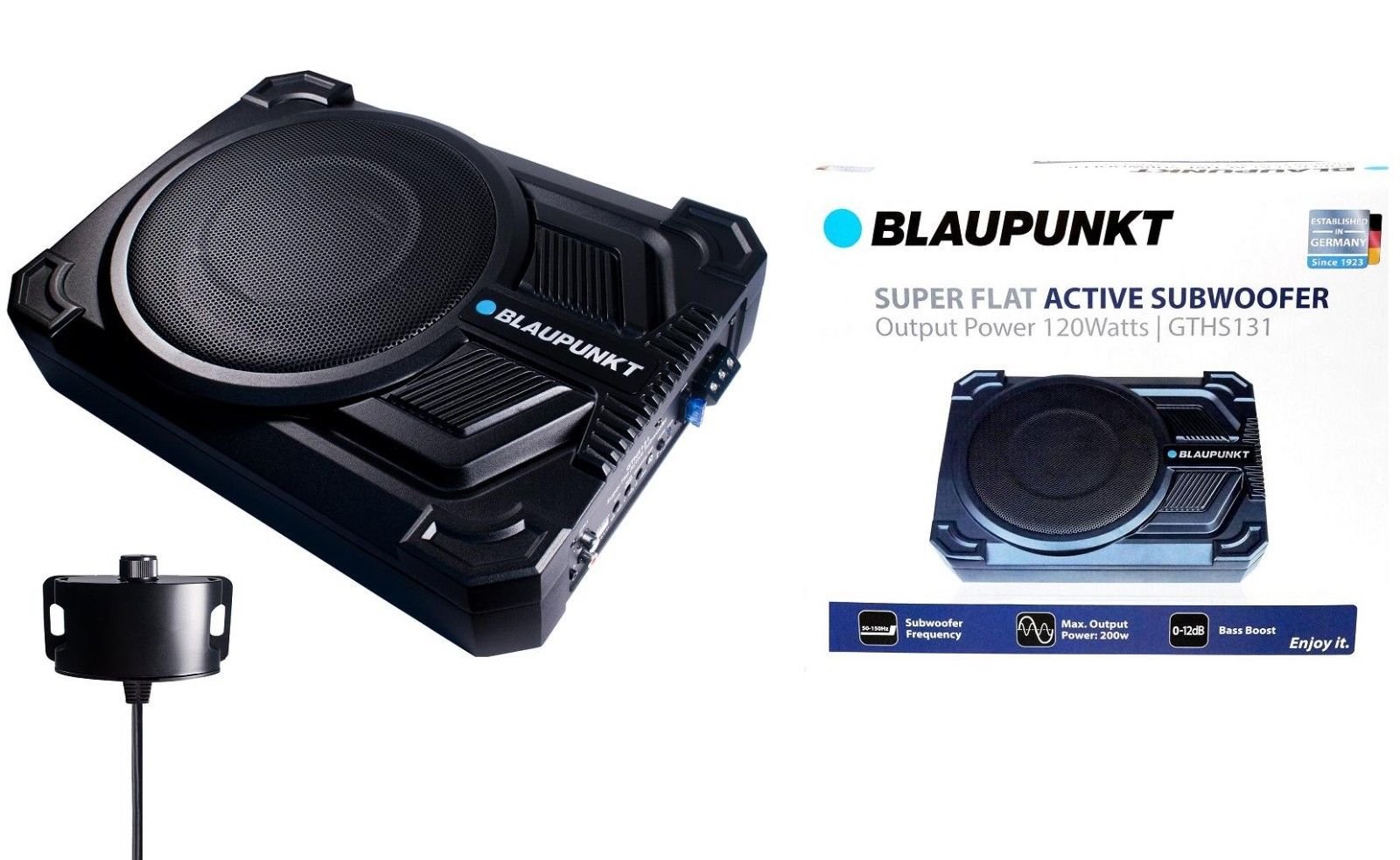BLAUPUNKT GTHS131 200W 10-Inch Car Under Seat Slim Powered Subwoofer - Enclosed Bass Speaker for Enhanced Audio (Black) | Perfect for Trucks, SUVs & Compact Cars