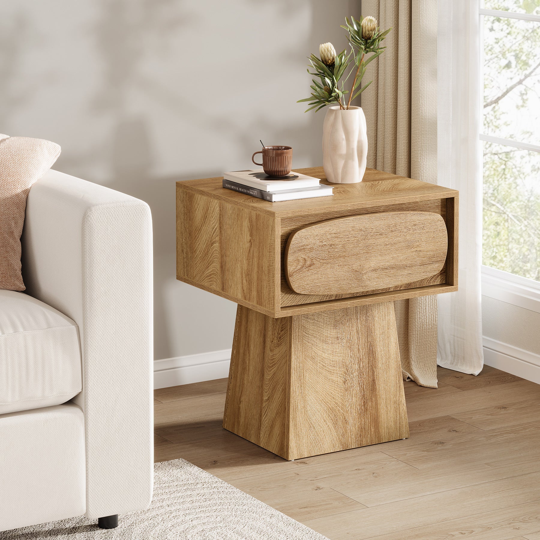21.6 Inch End Table with Storage Drawer - Small Side Table for Living Room, Bedroom & Office - Modern Nightstand with Shelf & Drawer for Home Decor