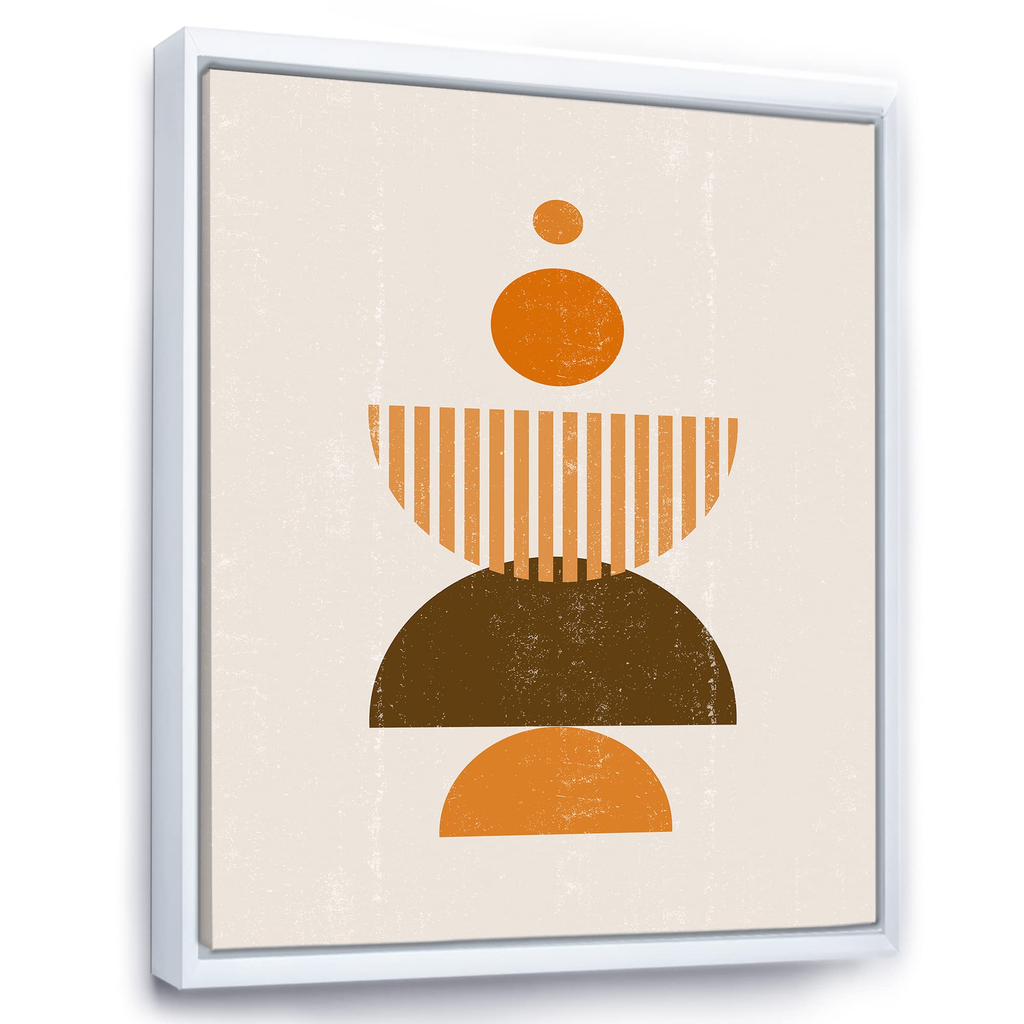 Abstract Minimal Sun and Moon Wall Art - Earth Tone Framed Canvas Print for Modern Home & Office Decor | Perfect for Living Room, Bedroom or Workspace