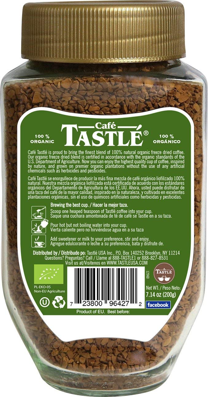 Organic Instant Coffee 100% Arabica - Cafe Tastlé Premium 3-Pack (7.14oz Jars, 21.42oz Total) - Perfect for Home, Office & Travel Brewing